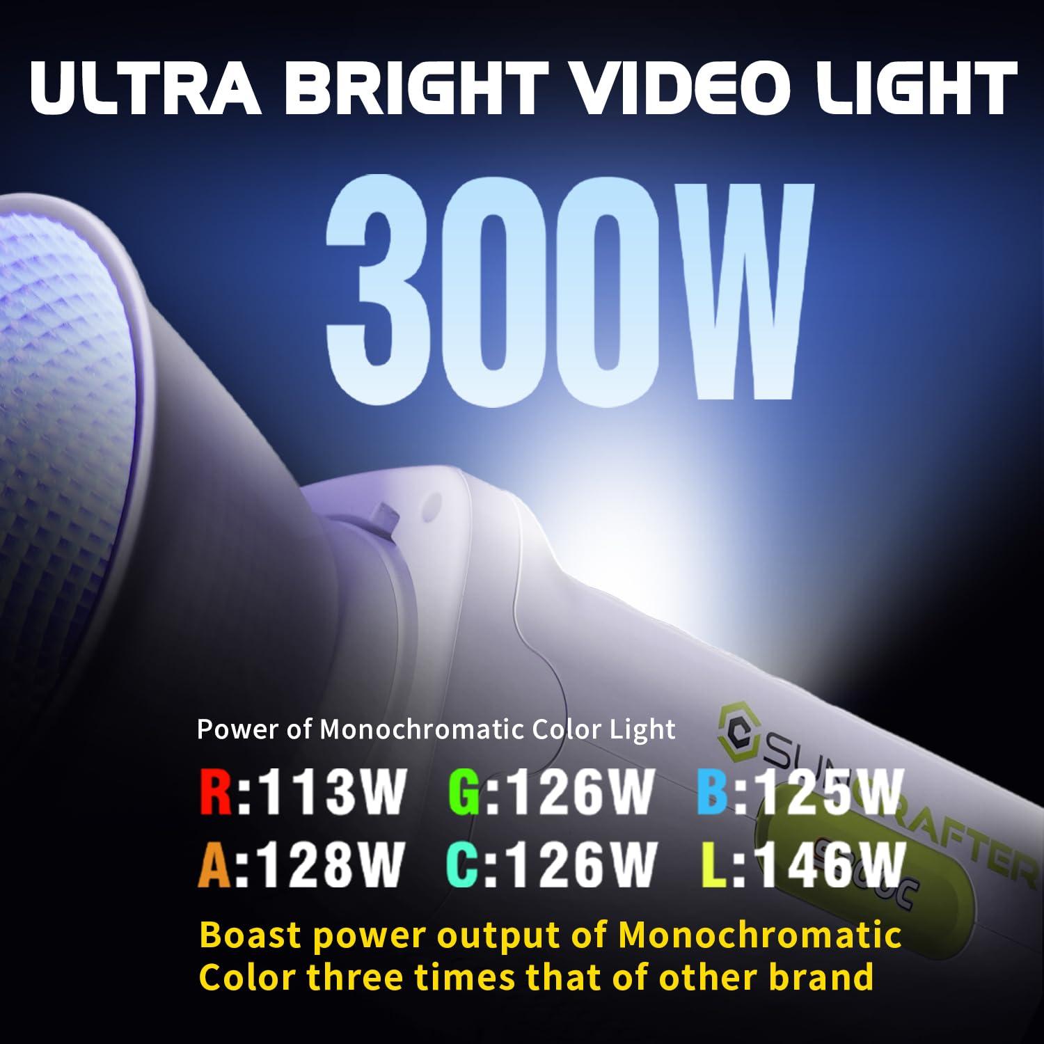 suncrafter SUNCRAFTER COB Video Light Bowen Mount, 300C 300W RGBACL 1,400K to 20,000K, 200B 310W Bi-Color 2,700K to 6,500K