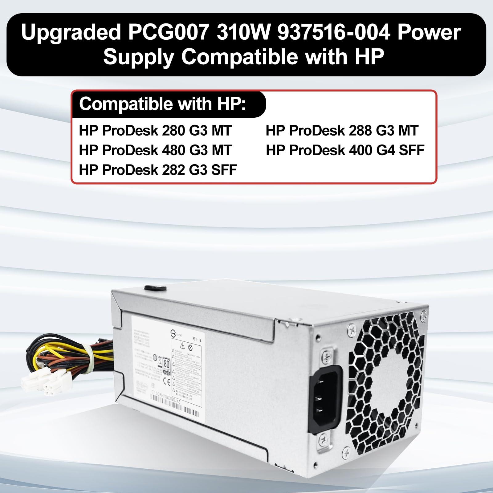 LXun LXun Upgraded PCG007 937516-004 310W Power Supply Compatible with HP ProDesk 280 288 480 G3 MT, Compatible with HP 400G4 282G3 SFF 901772-004 DPS-310AB-1A PSU Power Supply