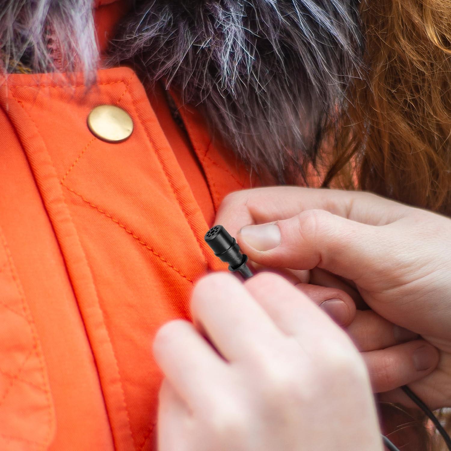 Movo Movo LV1-USB Lavalier Microphone for Camera, Lapel for iPhone and Android Smartphones, Body Lav Mic, Clip On Microphone for 3.5mm, Shirt Lapel Mic for Phone, GoPro, Interview, Computer, PC