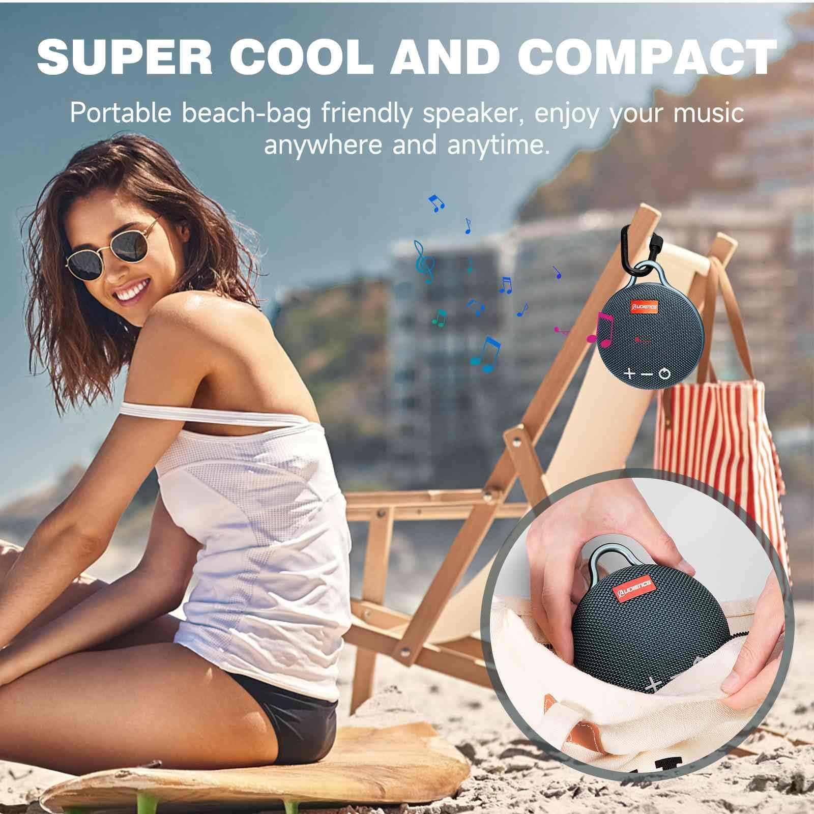 UrbanX UrbanX Audience Series IPX7 Bluetooth Waterproof Speaker with Clip, 20H Playtime, Compact Speaker with Big Sound, Punchy Bass, Wireless for Redmi Note 6 Pro & Beach, Pool, Boat, Biking Blue 1 Pack