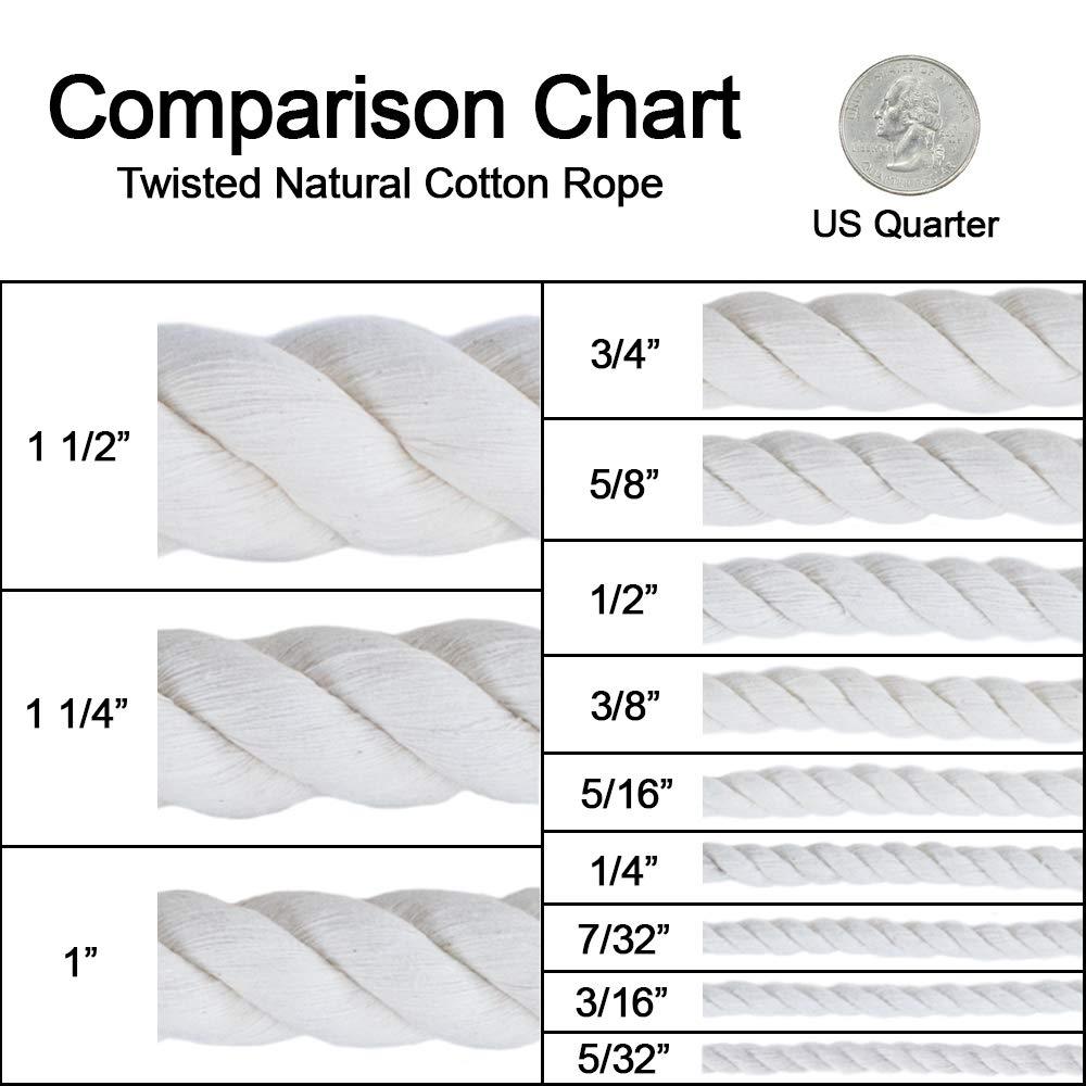 GOLBERG G GOLBERG Twisted 100% Natural Cotton Rope - White Cotton Rope - (5/32 Inch x 10 Feet)