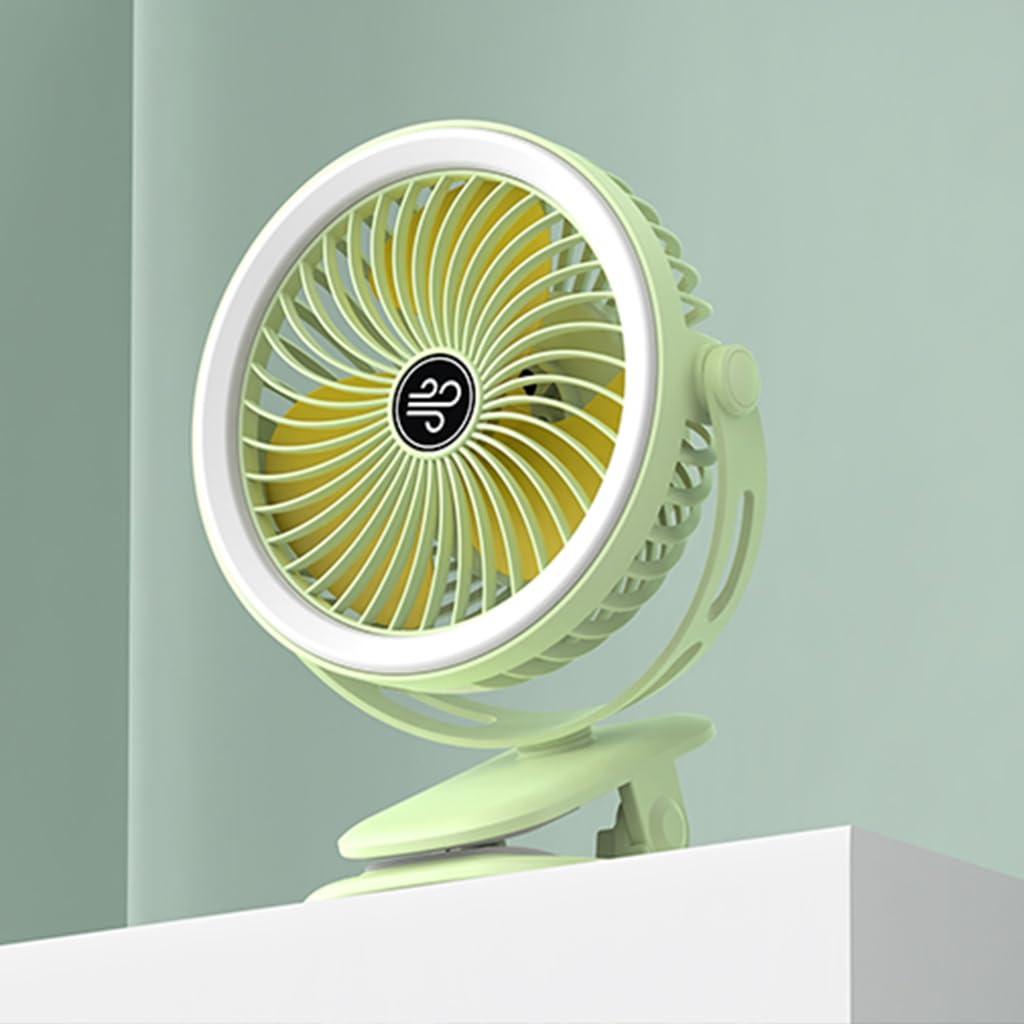 Jesscasday Tent Fan with LED Light Desk Clip Fan 720 Rotations,3 Wind Settings Perfect for Camping, Hiking, and Outdoor Adventures