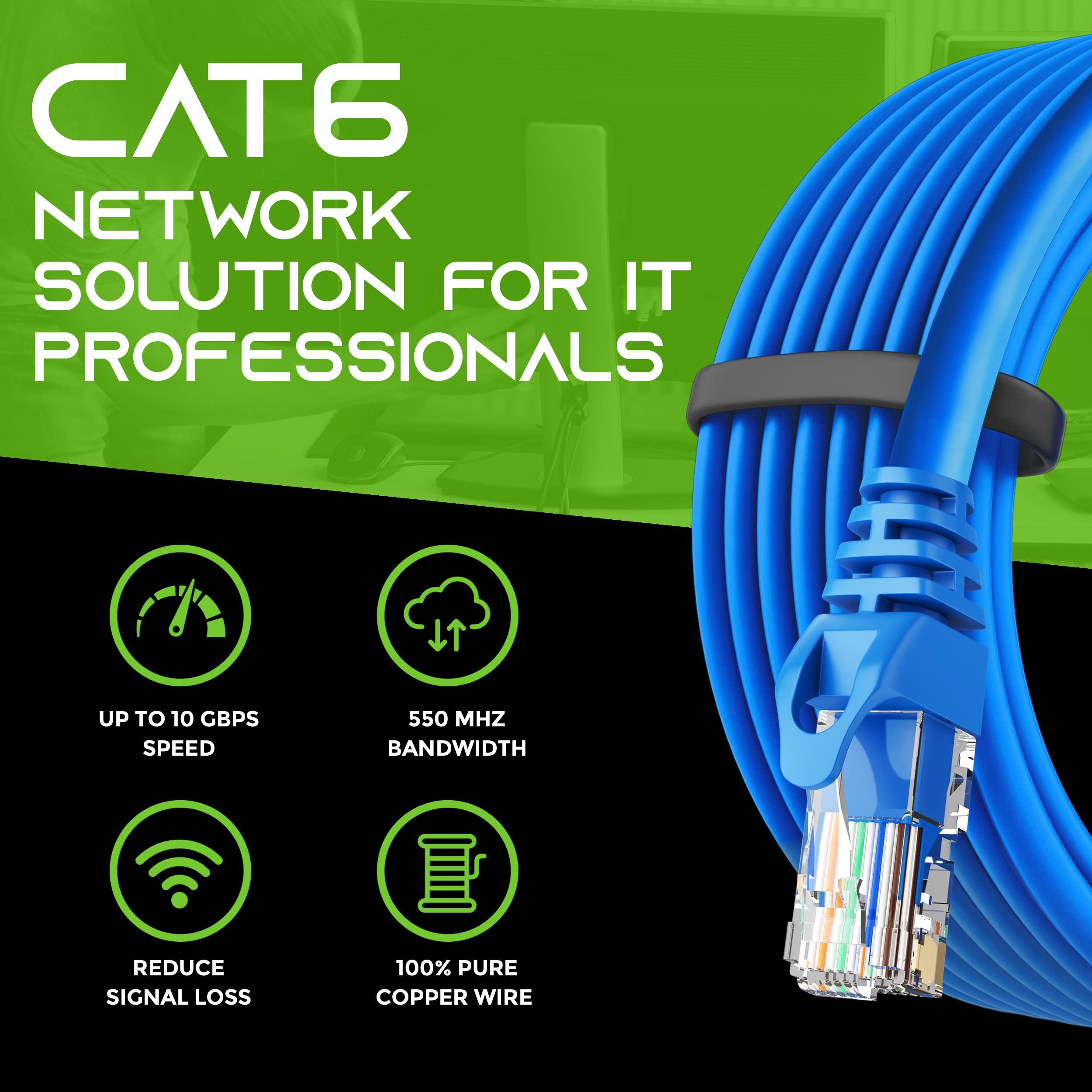 GEARit GEARit 20-Pack Cat6 Patch Cable 20 Feet Cat 6 Ethernet Cable Snagless Flexible Soft Tab - Preimum Series - Blue