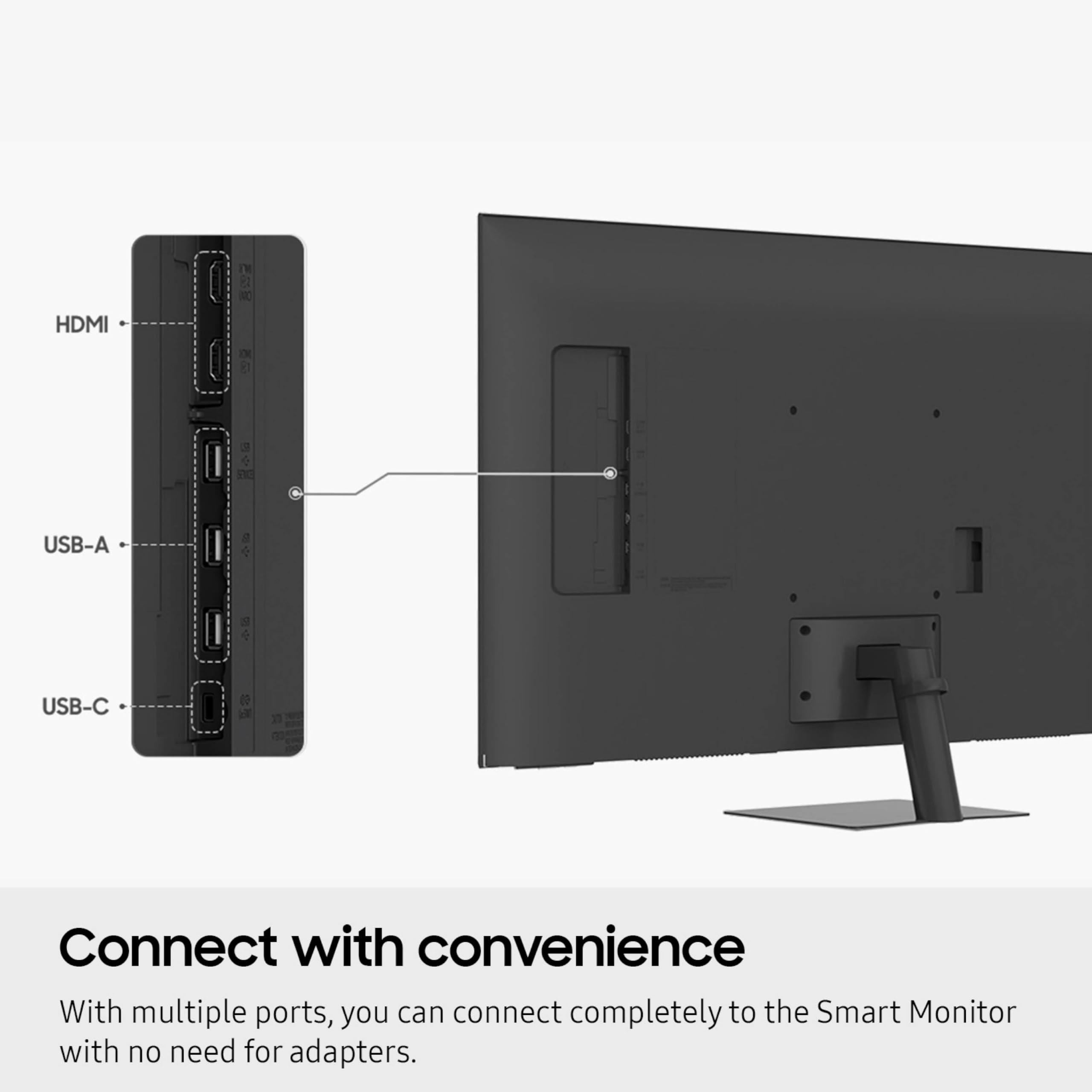 SAMSUNG SAMSUNG 43-Inch M7 (M70D) Series 4K UHD Smart Monitor, Speakers, HDR10, USB-C, Multiple Ports, Gaming Hub, SolarCell Remote, Vision Accessibility Tools, LS43DM702UNXGO, 2024, Black
