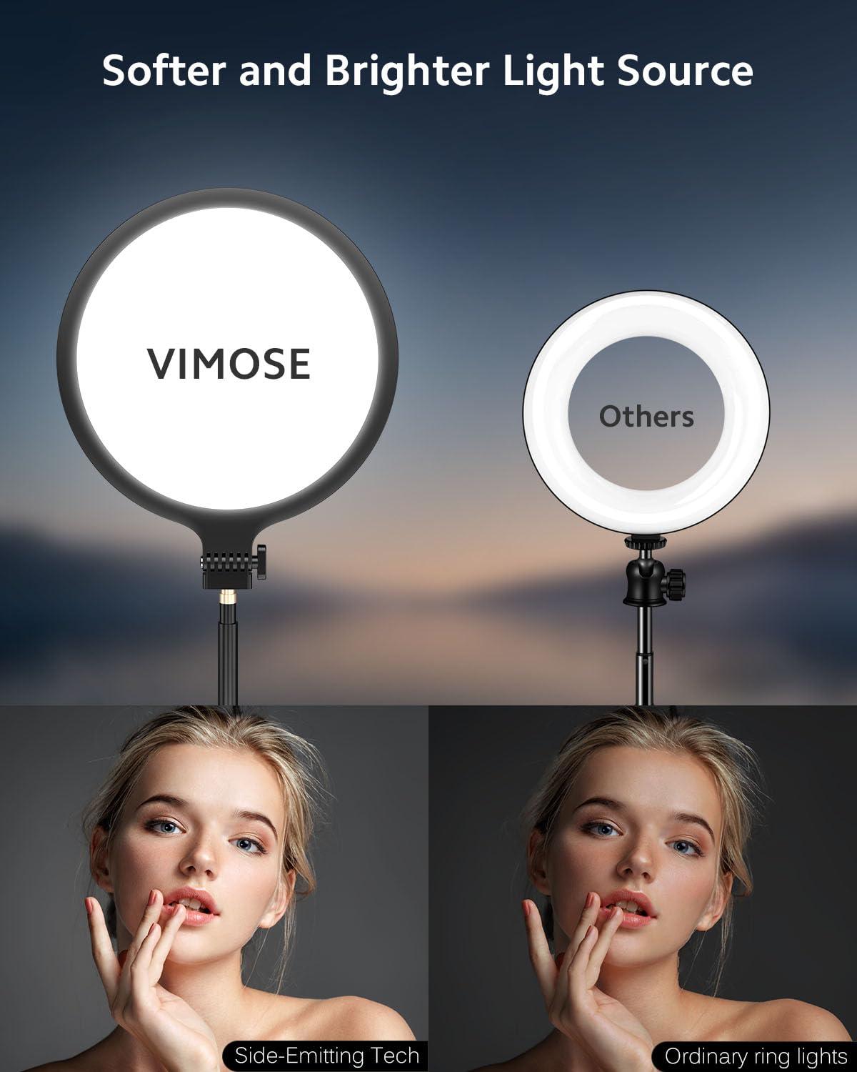 Vimose Ring Light with Stand for Zoom Meetings, 360 Rotate 10.5" Zoom Lighting for Computer Video Conference Light Desk Light, Full-Screen LED Lighting with Phone Holder for Live Streaming, Video Call