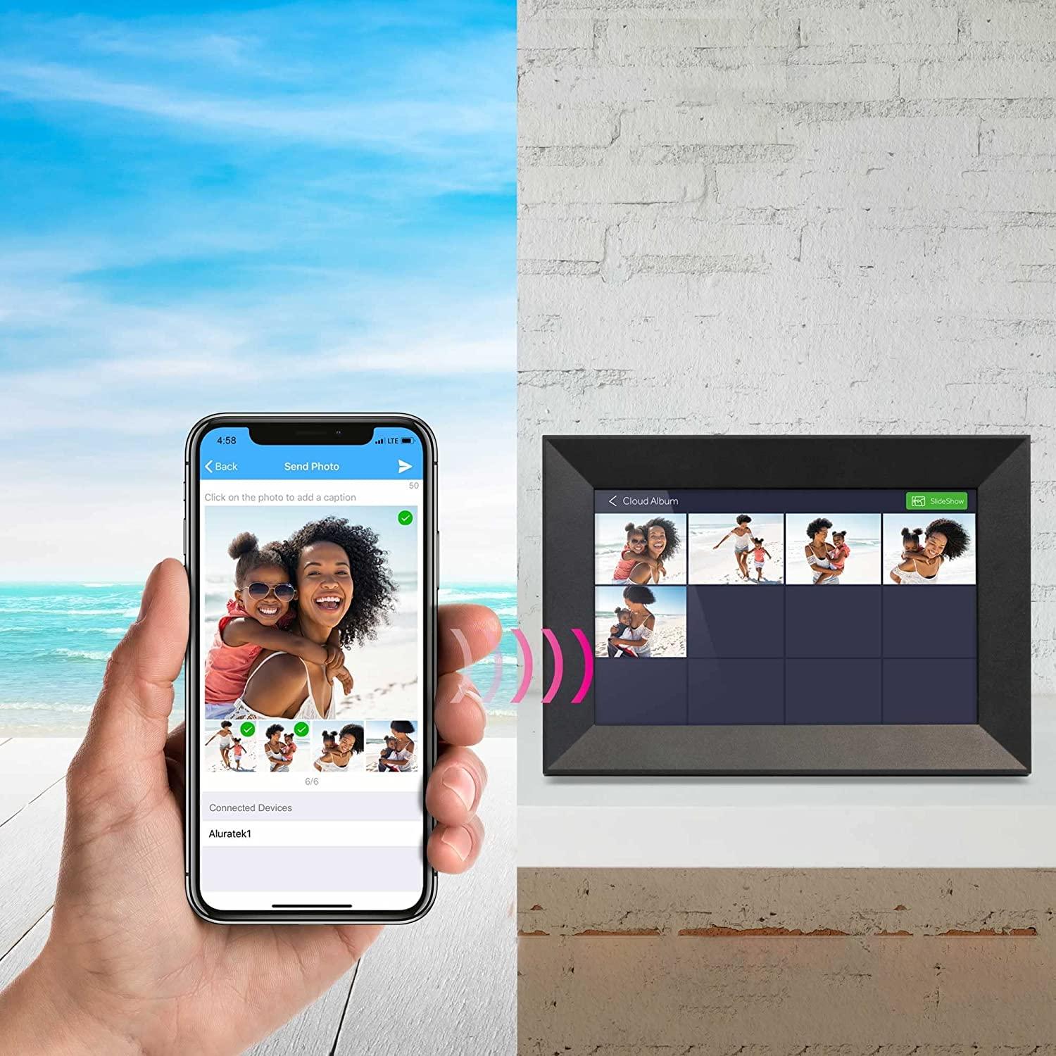 Aluratek Aluratek 10"" WiFi Digital Photo Frame with Touchscreen IPS LCD Display and 8GB Built-in Memory, ASHDPWM10S