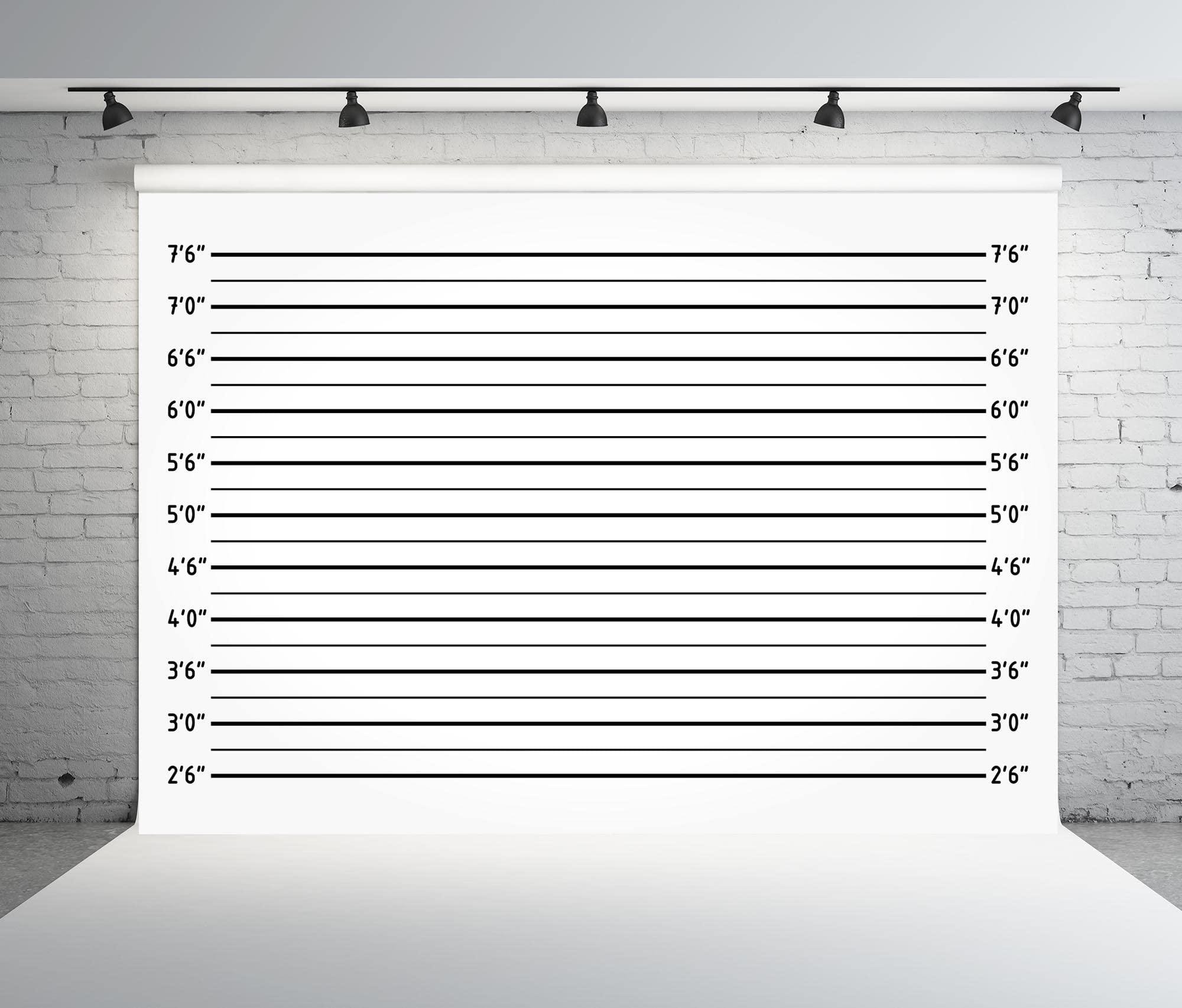 BELECO BELECO 7x5ft Fabric Mugshot Backdrop Police Lineup Height Charts Backdrop for Photography Bachelorette Party Girls Night Out Party Supplies Prison Mugshot Police Lineup Photo Booth Banner Studio Props