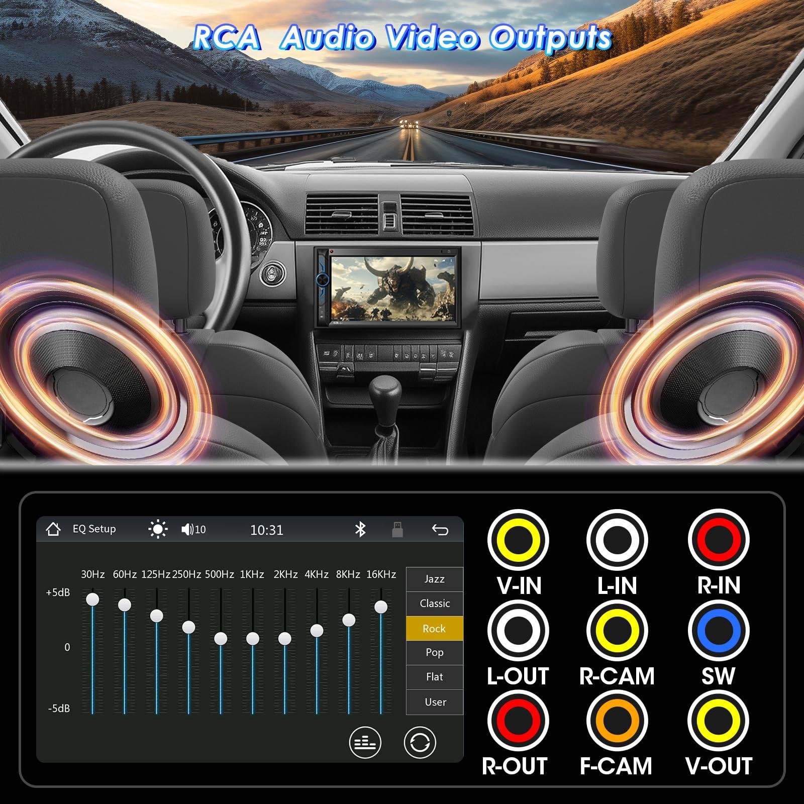 Stiflix Double Din CarPlay Multimedia System: 7 Inch Touchscreen Car Stereo Receiver Bluetooth Android Auto Car Radio with Backup Camera Mirror Link AM FM USB SD AUX Subwoofer Steering Wheel Control