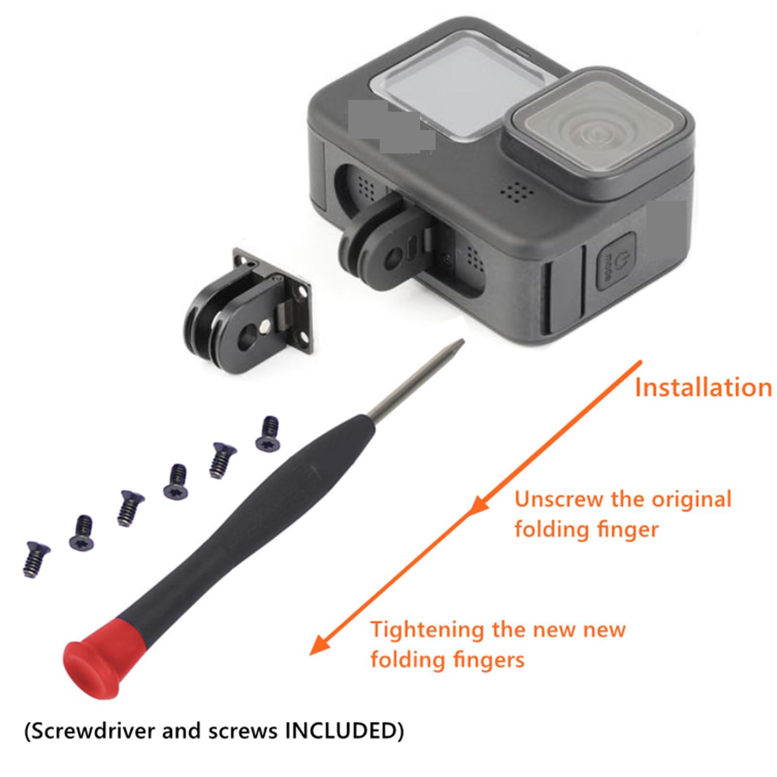 Besvalo Replacement Folding Fingers for Gopro, Magnetic Folding Mounting Base Adapter with Standard 1/4 Tripod Connector Port, Compatible with Gopro 12/11/10/9/8/Black/Max/Mini