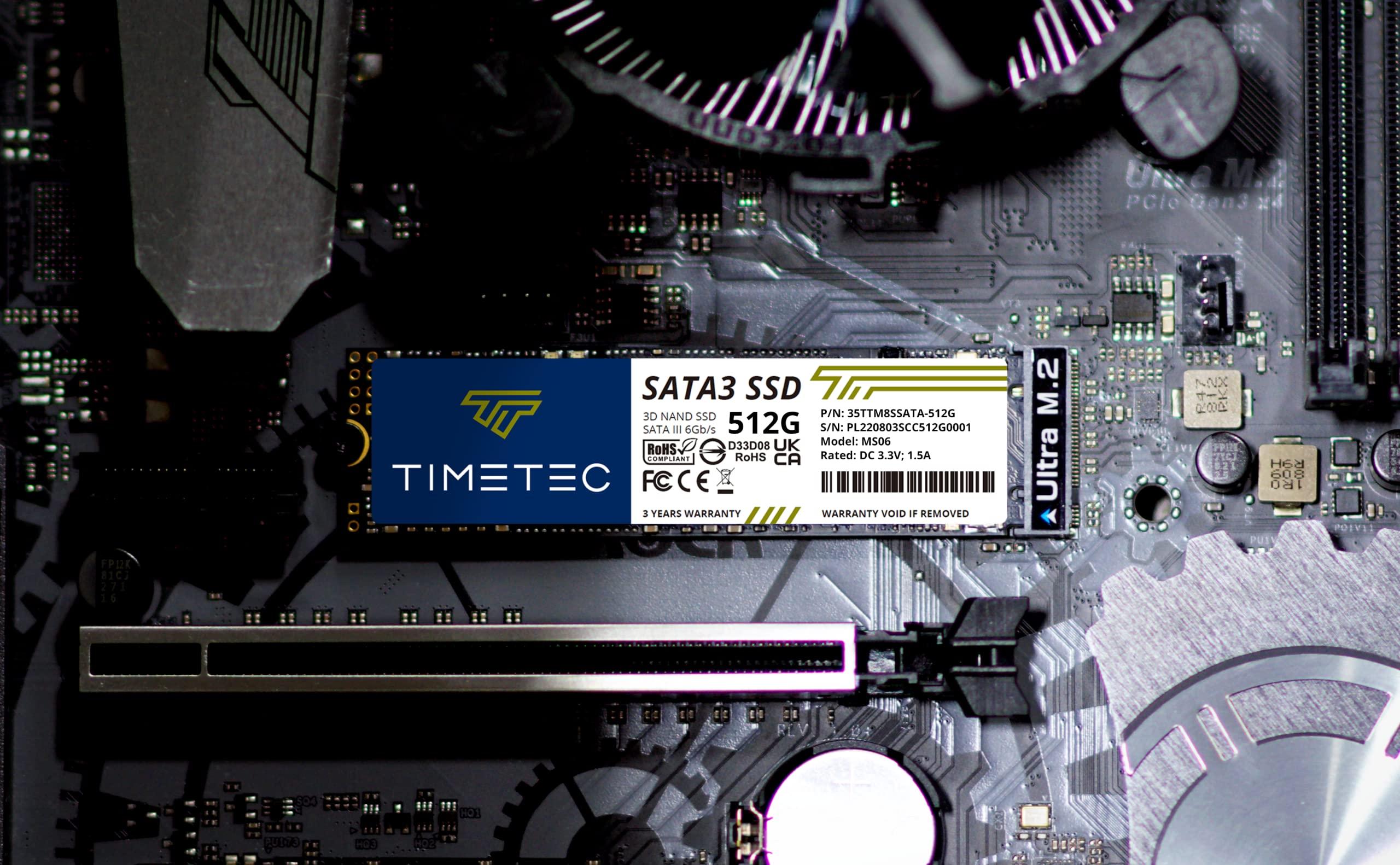 Timetec Timetec 512GBx2 (2 Pack) SSD 3D NAND SATA III 6Gb/s M.2 2280 NGFF Read Speed Up to 550MB/s SLC Cache Performance Boost Internal Solid State Drive for PC Computer Laptop and Desktop