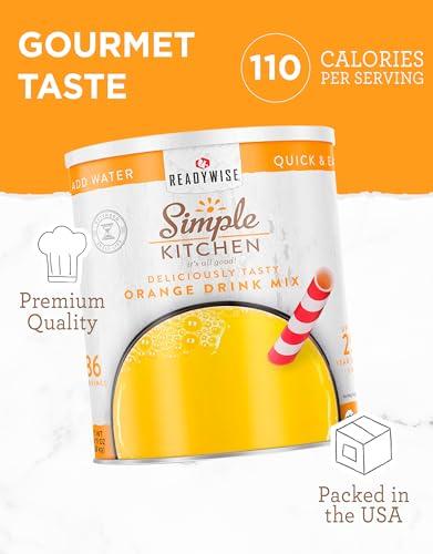 ReadyWise READYWISE - Simple Kitchen, Orange Drink Mix, 86 Servings, Healthy, Powdered Drink Mix, Healthy Drinks, Emergency Food Supply, 10 Can
