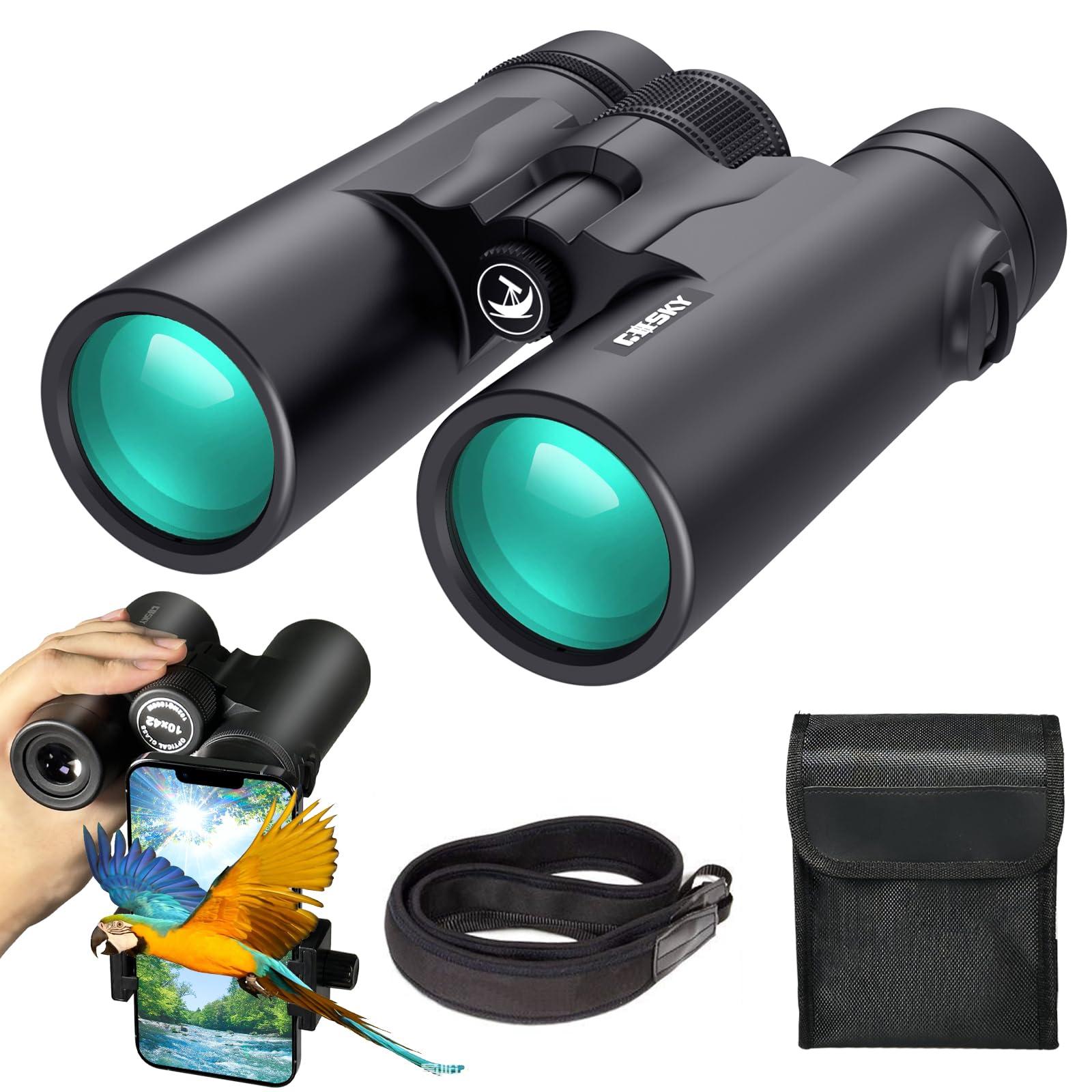 Gosky Gosky 10x42 Roof Prism Binoculars for Adults with Gosky HD Spotting Scope 20-60x 80mm with Tripod and Smartphone Adapter, for Bird Watching Hunting Hiking Wildlife Safari Travel