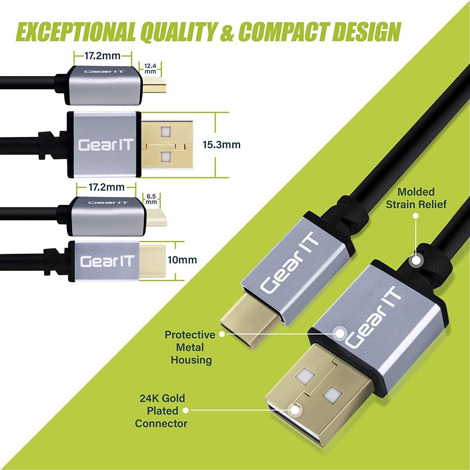 GearIT GearIT USB C Cable (3-Pack) 3ft USB Type-C to USB-A 2.0 Male Fast Charging USB Type C to Type A Cable for iPad Pro 2018, MacBook, Samsung S10 S10+ S9 Note 9, GoPro Hero 7 6, Nintendo Switch and More
