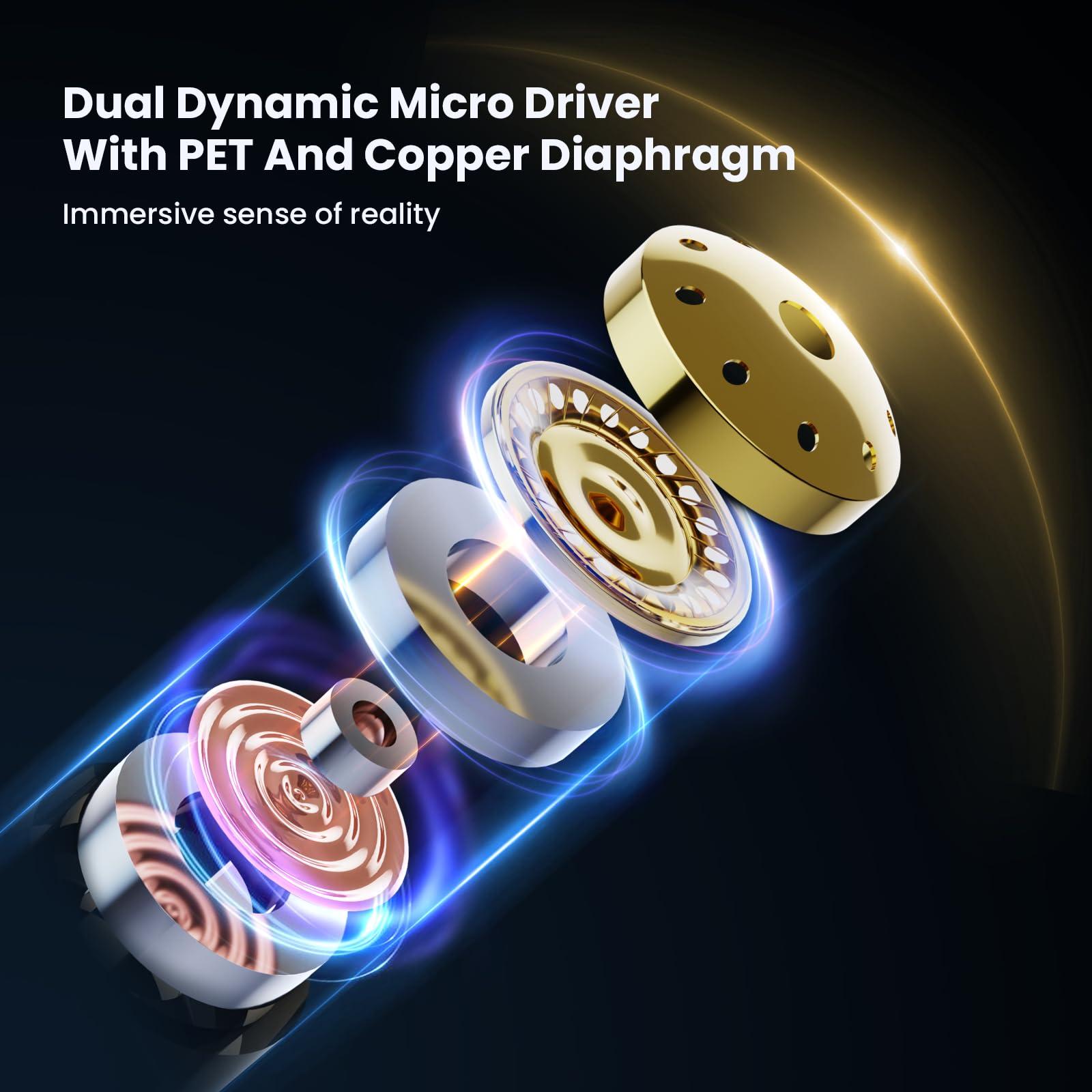 BASN BASN Bsinger Professional in Ear Monitor Headphones, Dual Drivers 2-Pin IEM Earbuds with Mic, Clear Sound HiFi Earphones for Musicians Drummers and Stage (Red, 2-Pin)