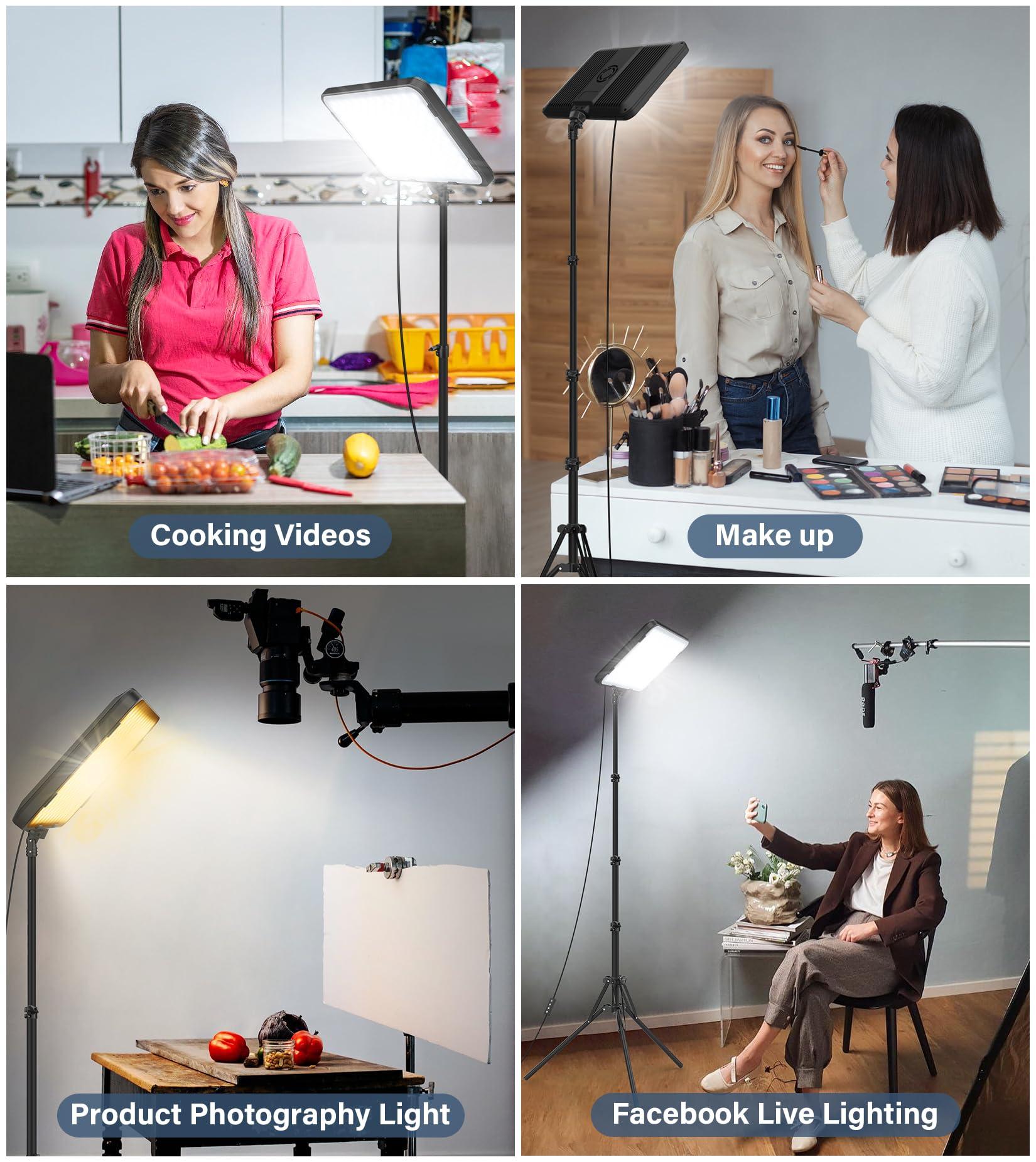 Unicucp Unicucp 2 Pack LED Video Light, Photography Lighting Kit with 62.99'' Tripod Stand, Dimmable 2500-8500K 22W Studio Lights for Video Recording Game Live Streaming YouTube Podcast Photo