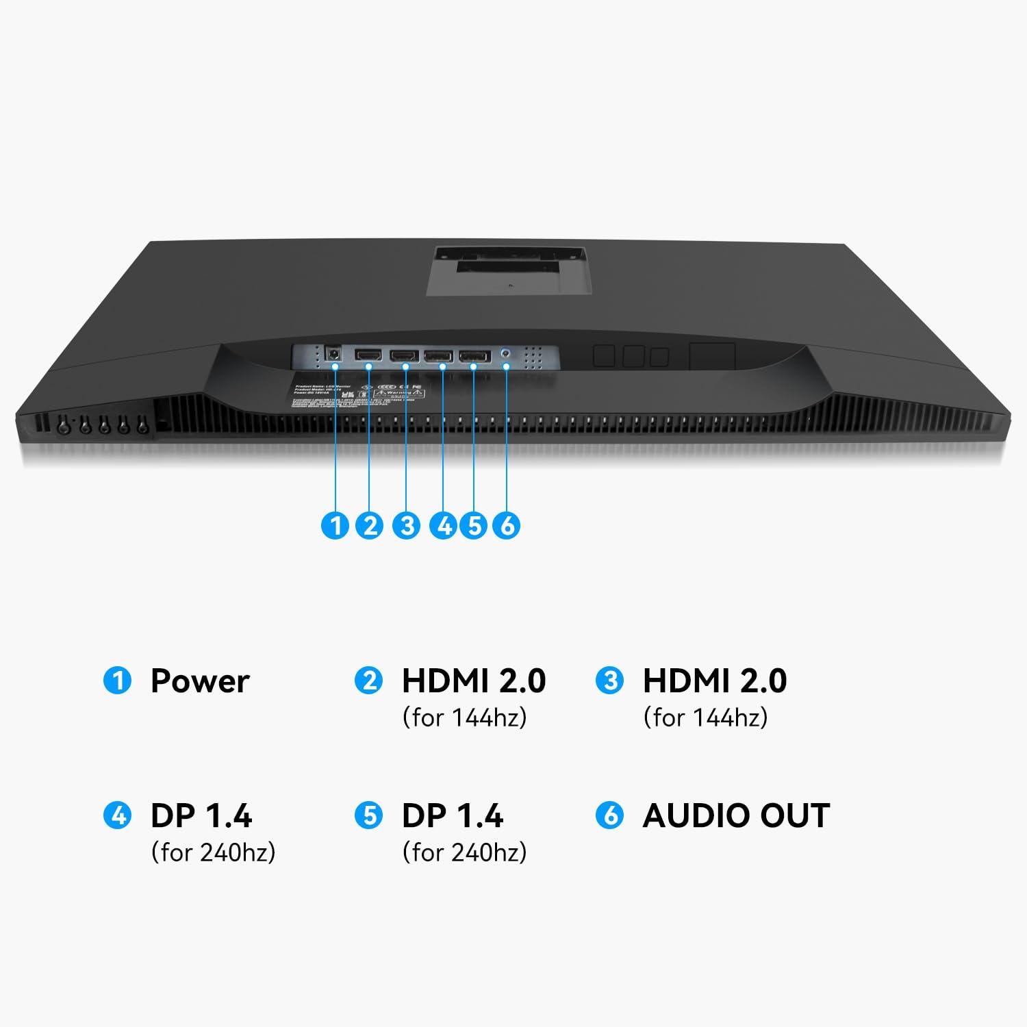 Prechen 27 Inch 2K 240Hz QHD 2560x1440P Gaming Monitor, 1ms, 400cd/m, 100% sRGB PC Screen, AMD FreeSync Premium Pro Compatible, 2X DispalyPort 1.4 & HDMI 2.0, Dual Built-in Speakers, VESA Supports, Black