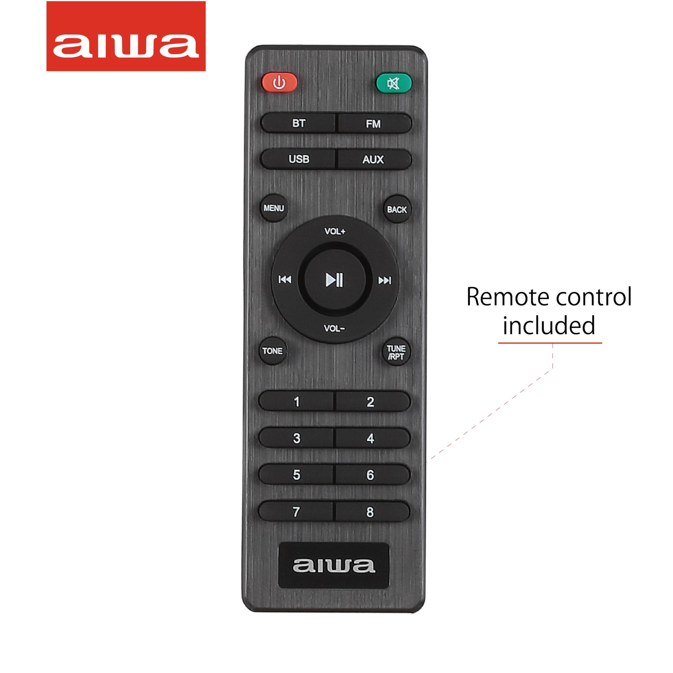 Aiwa Aiwa Exos 5 Wireless Speaker - Unleash Powerful Sound and Versatile Connectivity On-The-Go Experience Bluetooth Freedom, FM Radio, Clock, 20W RMS, LCD Display, and Alarm Clock Functionality