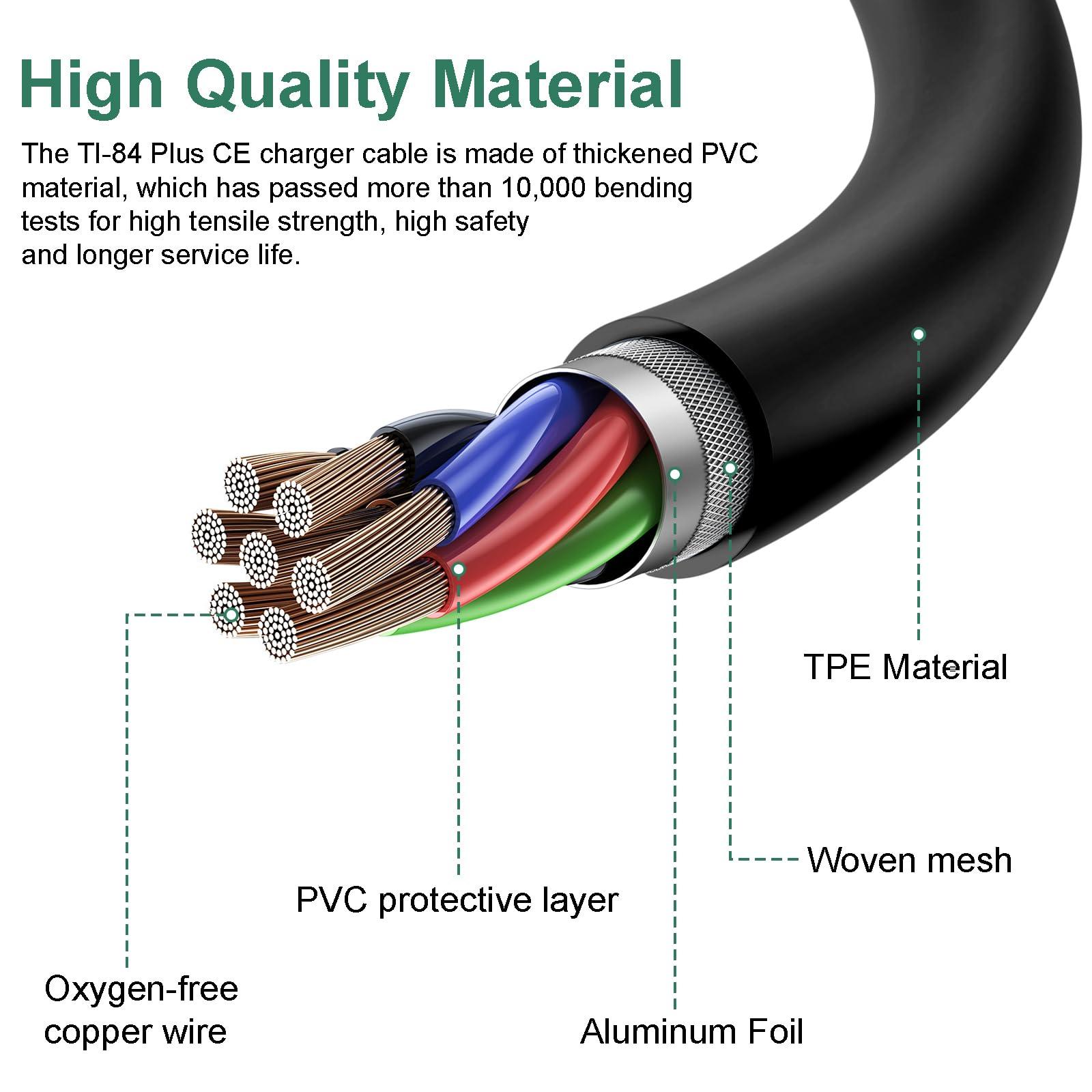 Gneinour Gneinour TI-84 Plus CE Charger Compatible with Texas Instruments Calculators TI 89 Titanium, TI Nspire CX II CAS, TI84 Plus CE Color C Silver Calculators, TI Nspire CX CAS Charger, 2.6ft