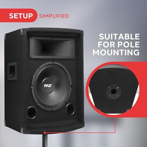 Pyle PylePro Portable Cabinet PA Speaker System - 500Watt Outdoor Sound System Vehicle Stereo Speakers w/ 10\" Woofer, 1.5\" Kapton VC, Dual Tweeters, 4\"x10\" Super Horn Midrange, Crossover Network - PADH1079