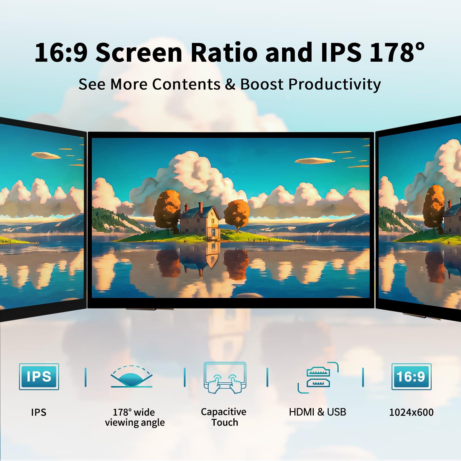 HAMTYSAN HAMTYSAN Raspberry Pi Touchscreen,10 Inch Monitor HDMI,1024600 Mini Monitor,16:9 IPS Screen Small Portable Display for Raspberry Pi 400/4/3/2/Zero/B/B+ Jetson Nano Win11/10/8/7