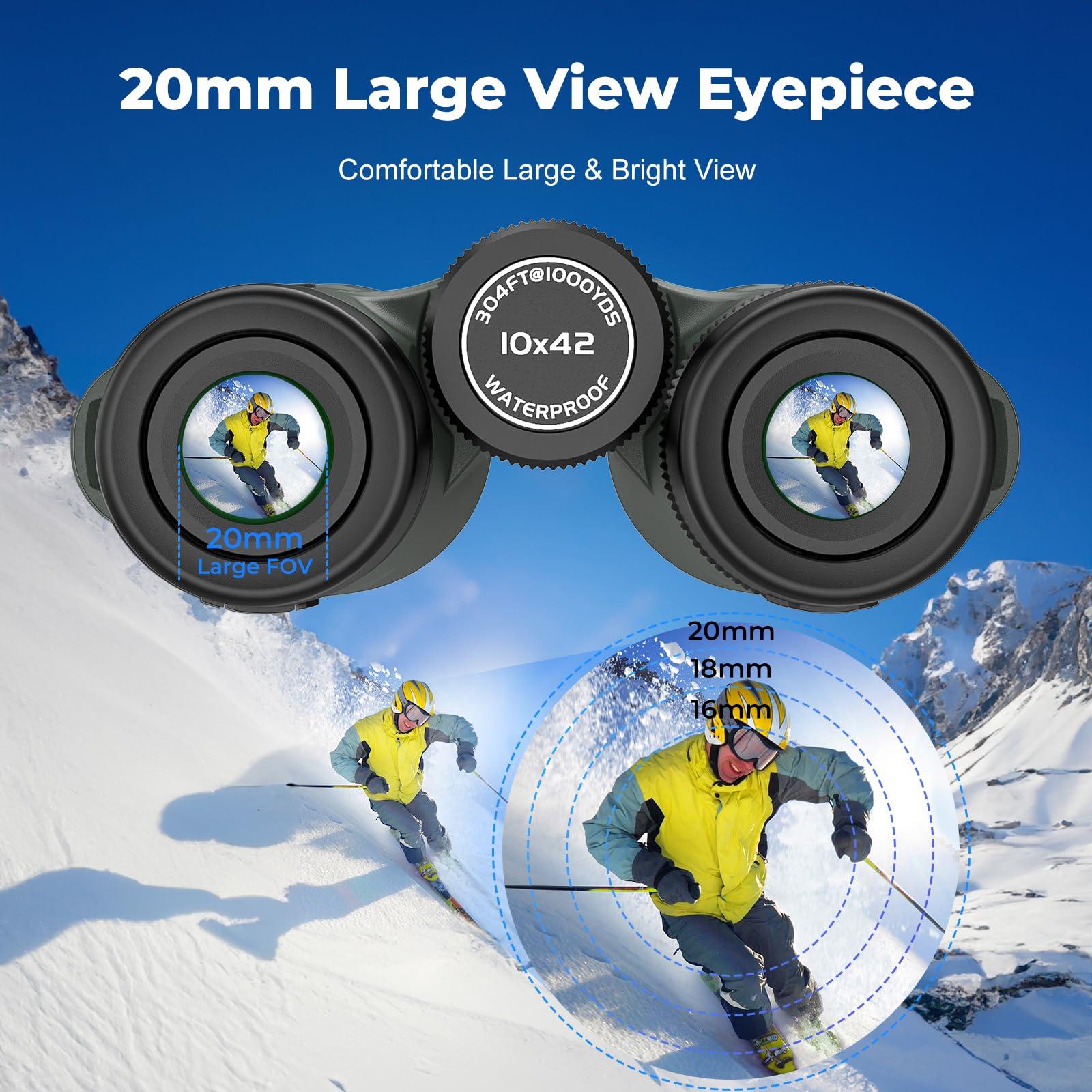 Gosky Gosky 10X42 HD Binoculars for Adults with Phone Adapter, High Power Binoculars with BAK4 Prism and FMC Lens, Waterproof Binocularsfor Bird Watching Hunting Traveling Outdoor Sports