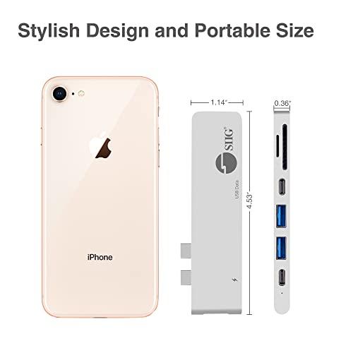SIIG SIIG Thunderbolt 3, Aluminum USB Type C Hub with 4K @30Hz HDMI, SD/Micro SD Card Reader, 2 USB 3.1 Gen 1 Ports, PD Port for 2016/2017 MacBook 13" & 15" - Silver