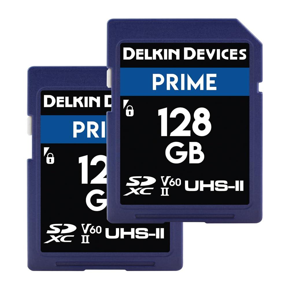 Delkin Devices Delkin Devices Prime 128GB 2PK SDXC UHS-II (U3/V60) Memory Cards High Endurance for 8K, 4K, Full HD, and RAW Burst | Compatible with DSLR and Digital Cameras
