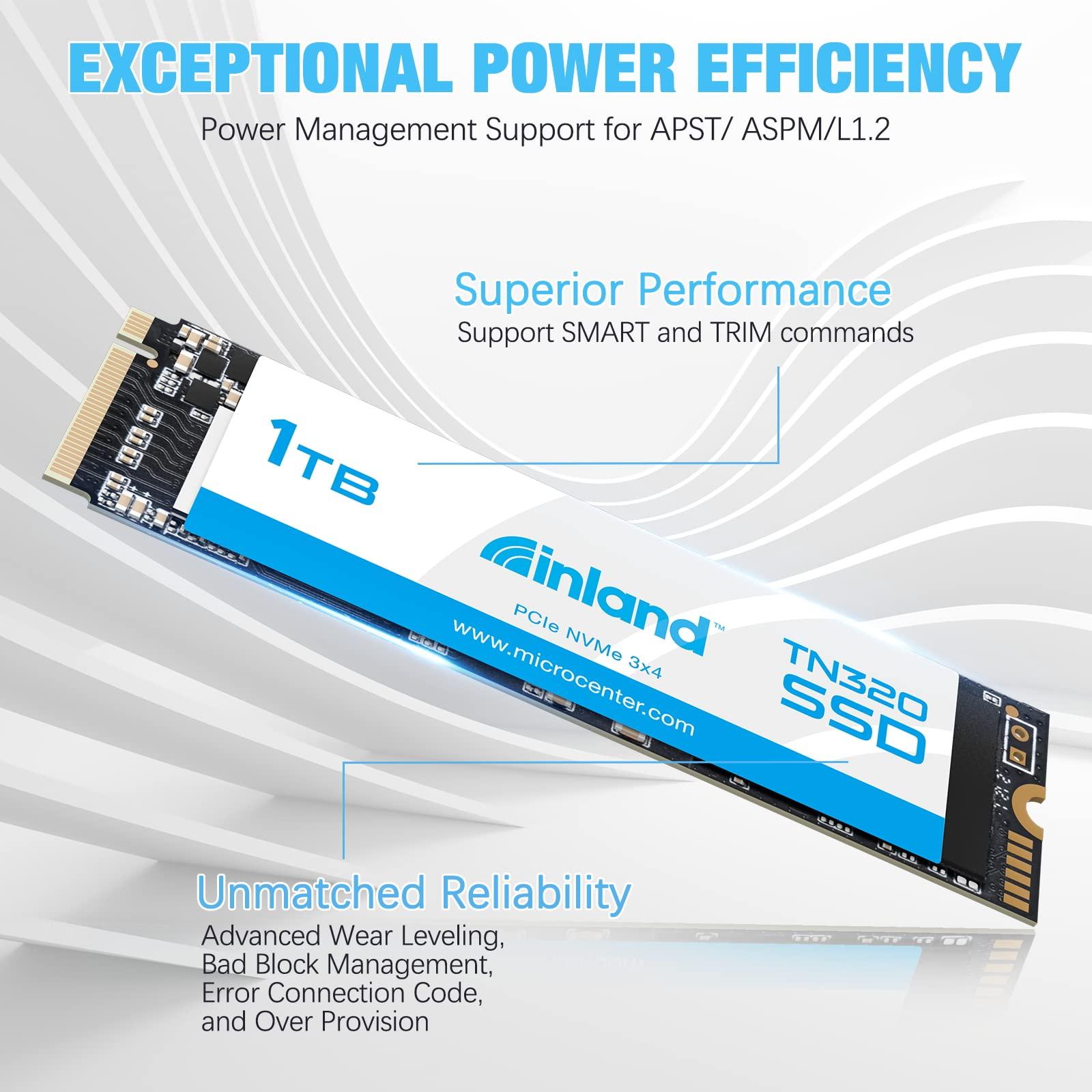 INLAND INLAND TN320 1TB NVMe M.2 PCIe Gen3x4 2280 Internal Solid State Drive SSD - Up to 2000 MB/s, 3D NAND, Storage and Memory for Laptop & PC Desktop