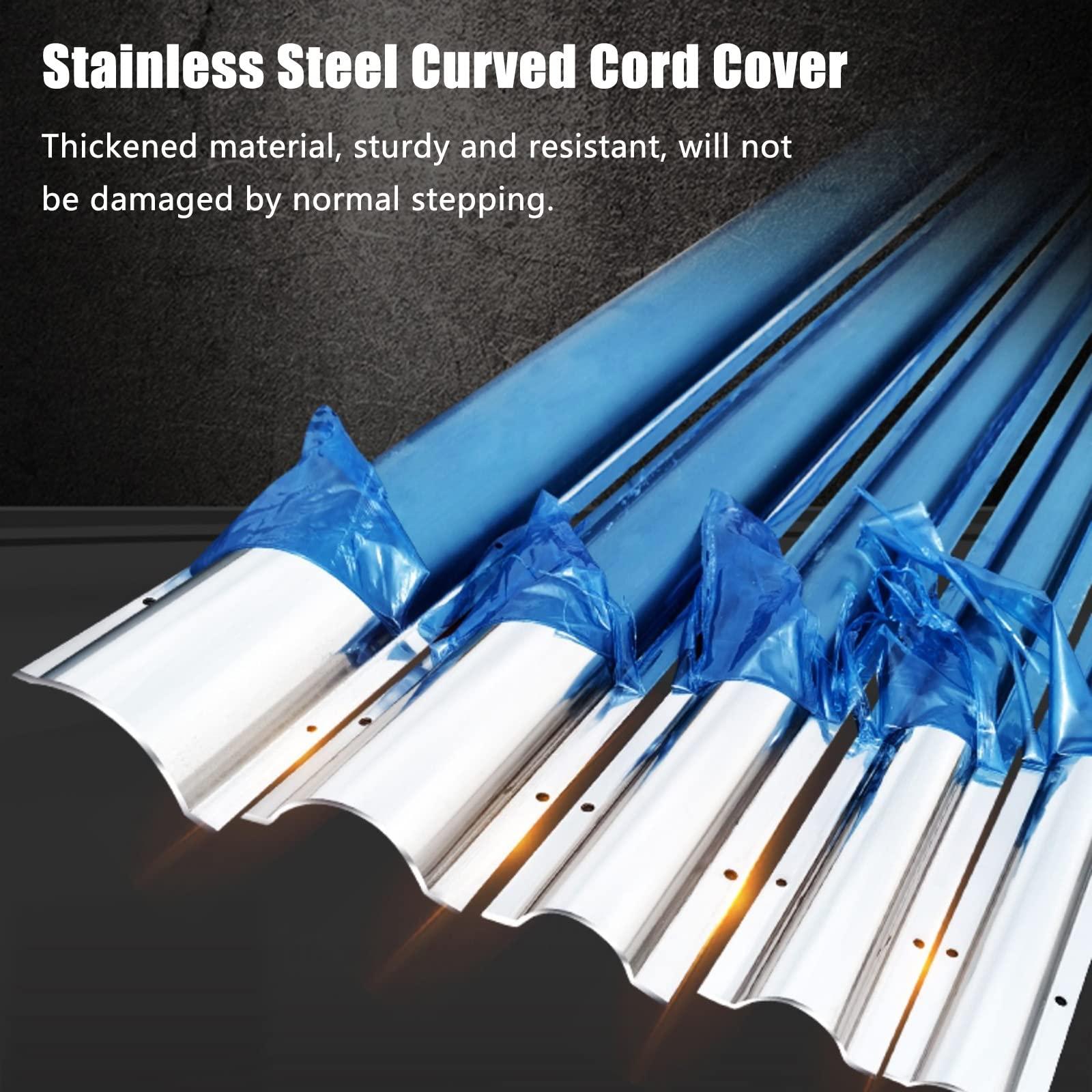 ZJKXJH Wire Guard Raceway Stainless Steel, Half Round Silver Metal Cord Cover 1M Long, Cable Concealer for Ceiling, Corner, Floor, Perforated Installation ( Color : Regular , Size : 10cm/3.9in-40 cable )