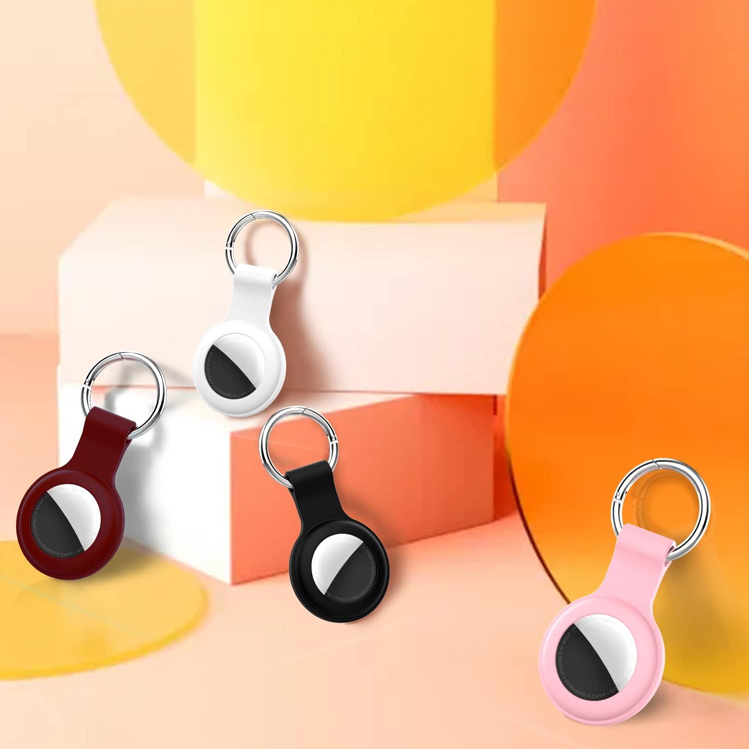 HATALKIN AirTag Holder AirTag Case Keychain Air Tag Holder, Silicone AirTags Key Ring Cases Tags Chain Apple GPS Item iTag Finders Accessories 4 Pack