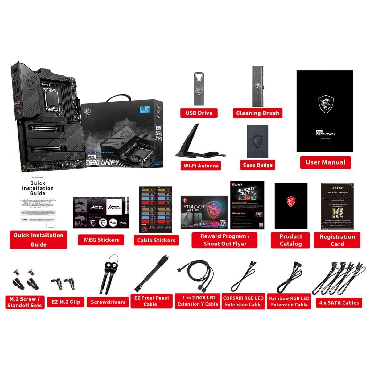 Intel MSI MEG Z690 Unify Gaming Motherboard (ATX, 12th Gen Intel Core, LGA 1700 Socket, DDR5, PCIe 5, Dual 2.5G LAN, M.2 Slots, Wi-Fi 6E)