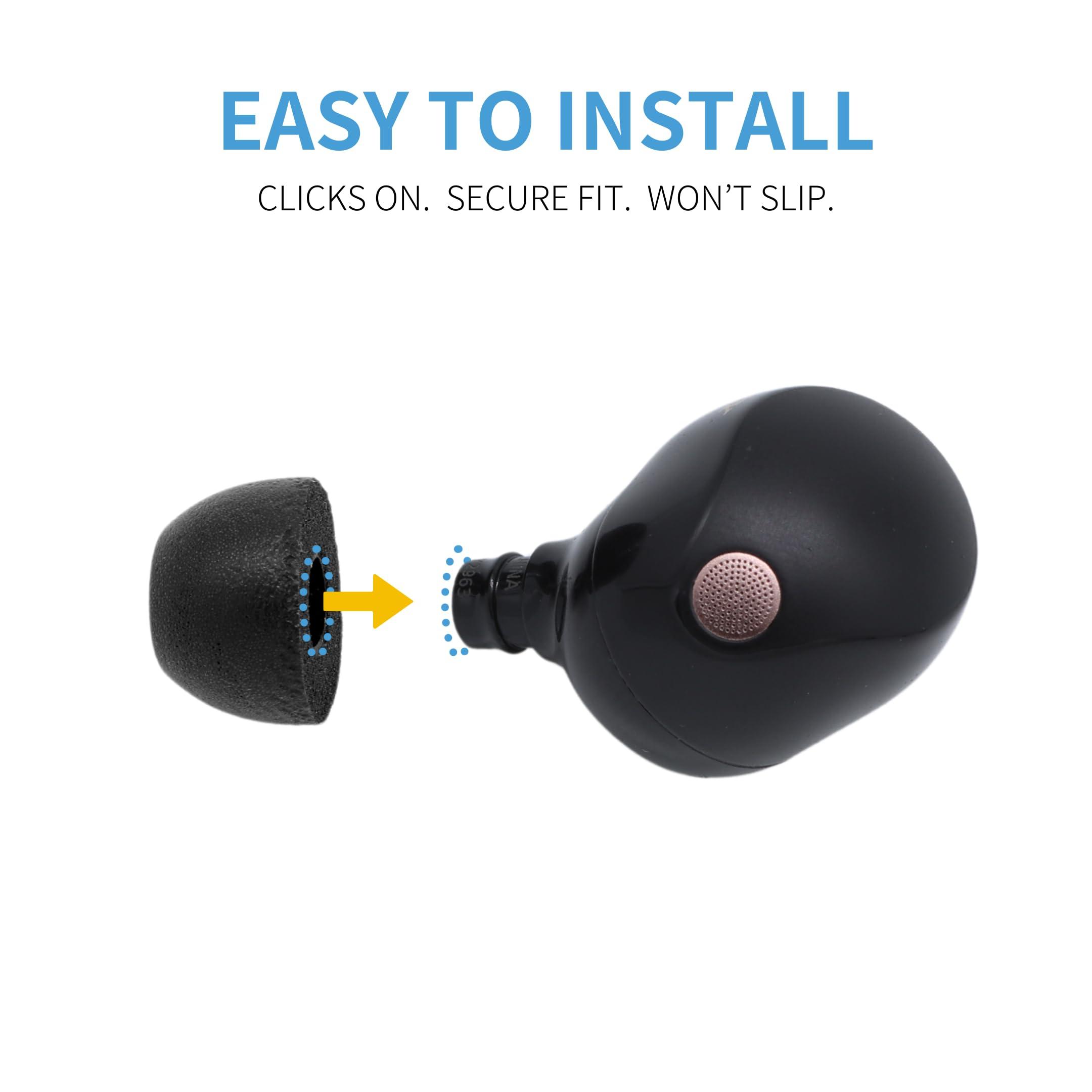 Comply Comply TrueGrip | Premium Memory Foam Replacement Earbud Tips for Sony True Wireless Earbuds | Enhanced Comfort, Secure Fit, Superior Noise Isolation, Cleaning Tool | Black, Small (3 Pairs)