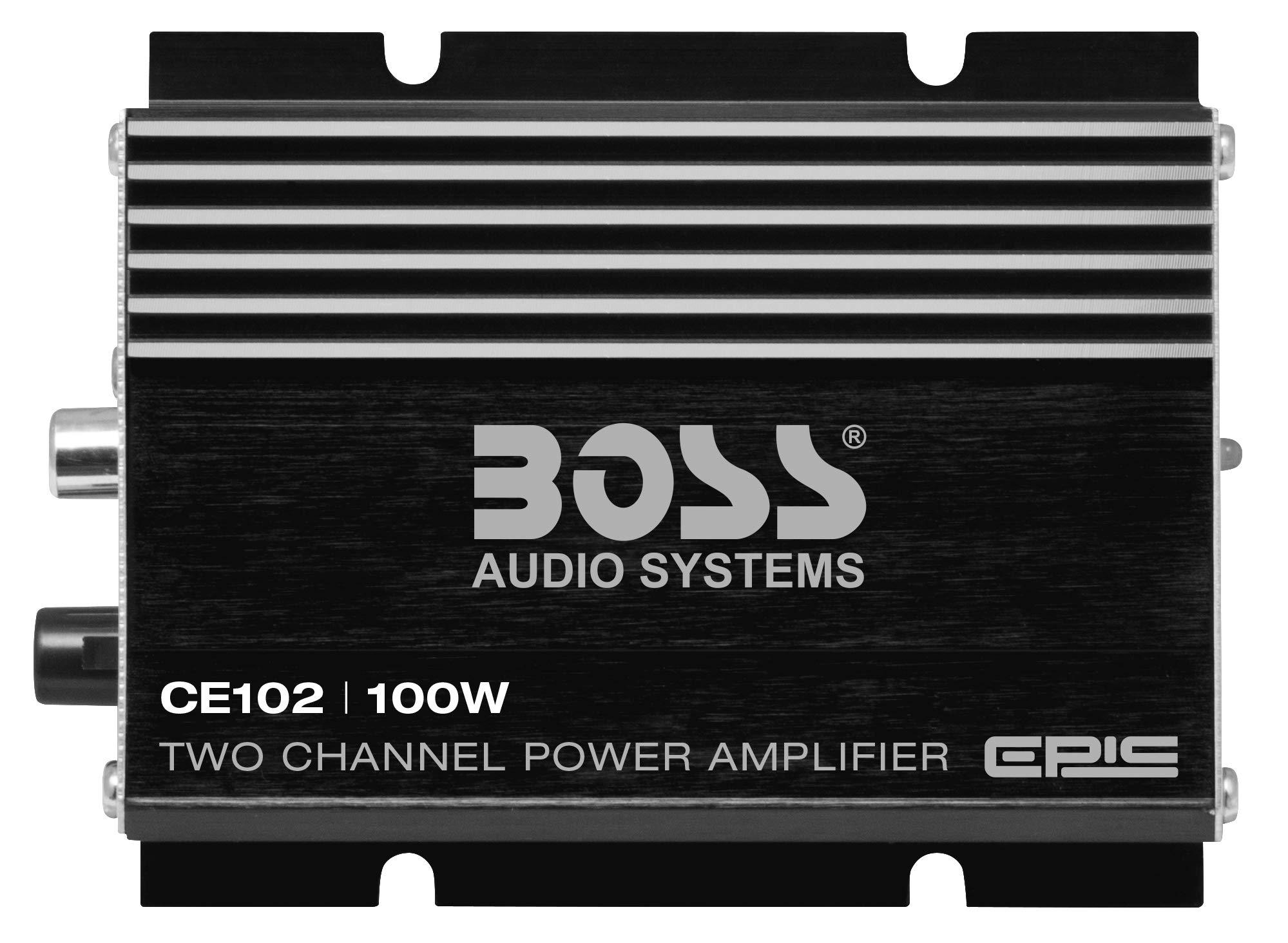 BOSS Audio Systems BOSS Audio Systems CE102 2 Channel Car Amplifier - 100 Watts, Full Range, Class A/B, IC (Integrated Circuit)