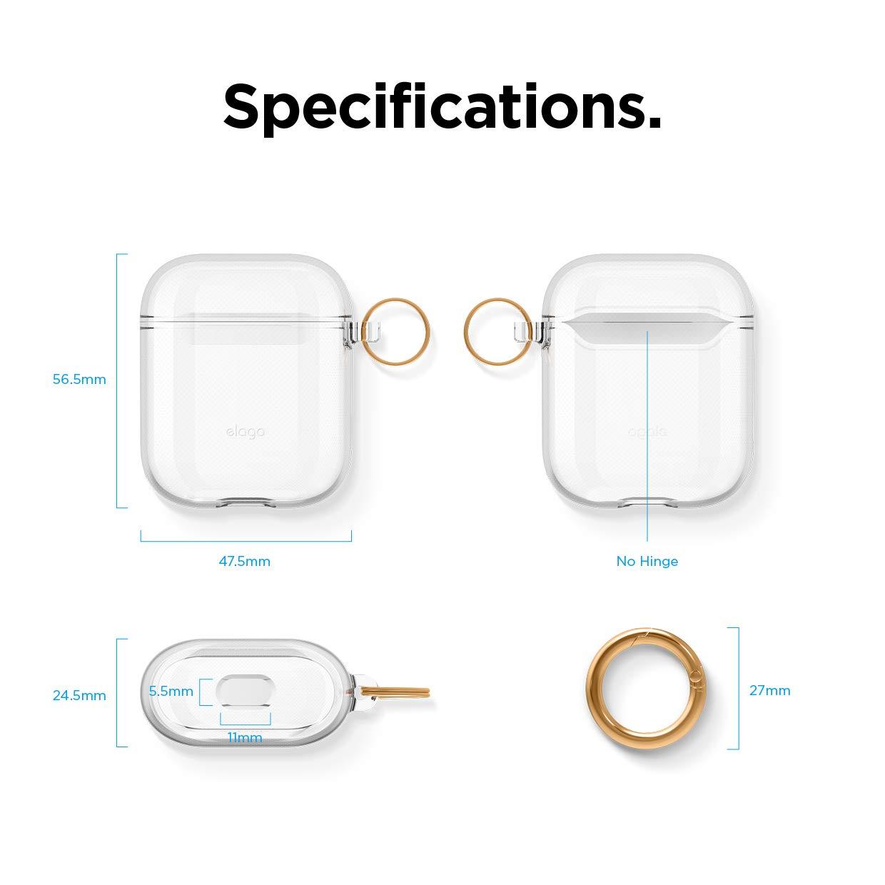elago elago Clear Airpods Case with Keychain Designed for Apple Airpods 1 & 2 (Transparent)