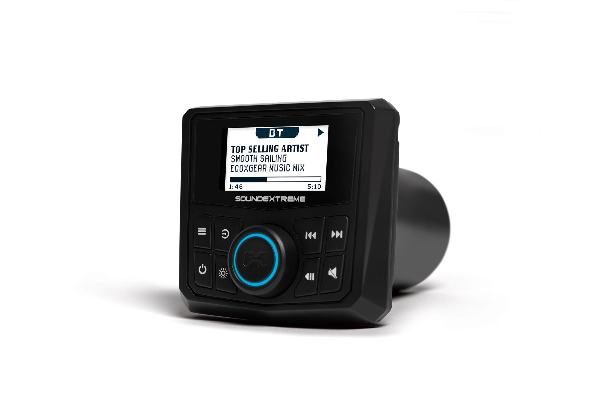 SoundExtreme SoundExtreme by ECOXGEAR Marine AM/FM Stereo Receiver 200-Watt Waterproof Bluetooth Powersports with Built-in 4 Zone LED Controller (Gauge Style)