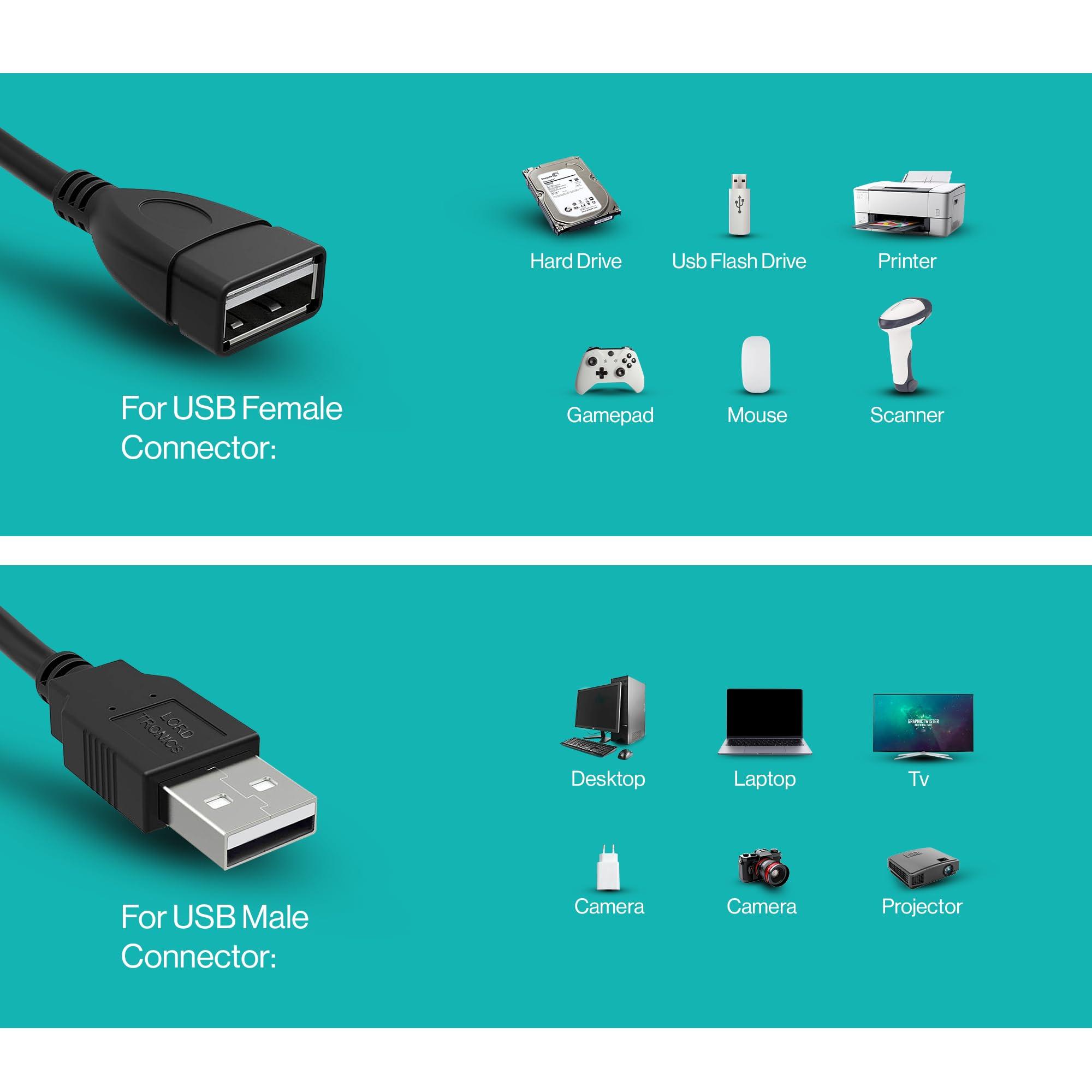 LORDTRONICS LORDTRONICS Long USB Extension Cable 10FT USB Extender USB Male to Female Data Transfer Adapter and Charging M/F for Laptop, PlayStation, Xbox, USB Flash Drive