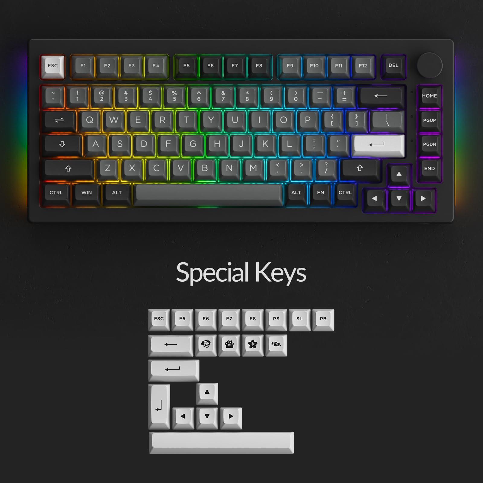 Akko Akko 5075B Plus Mechanical Keyboard 75% Percent RGB Hot-swappable Keyboard with Knob, Black & Silver Theme with PBT Double Shot ASA Profile Keycaps V3 Creamy Yellow Pro Switch