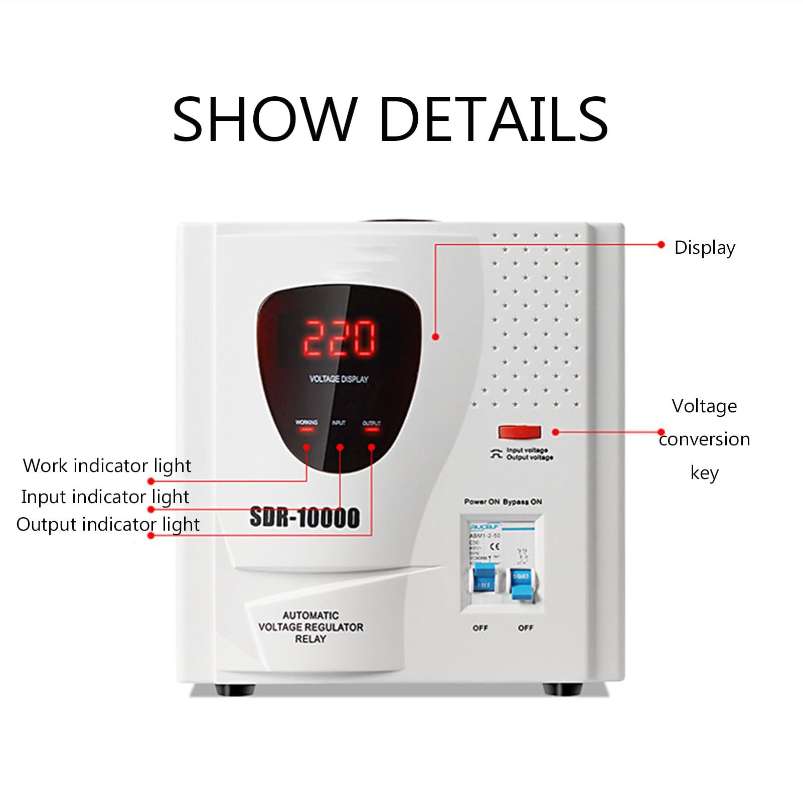 DirectNine Basics Voltage Regulator,220V High Precision Automatic Single Phase Home Use AC Voltage Stabilizer Appliance Regulator Protector for Unstable Household Appliances,3KW