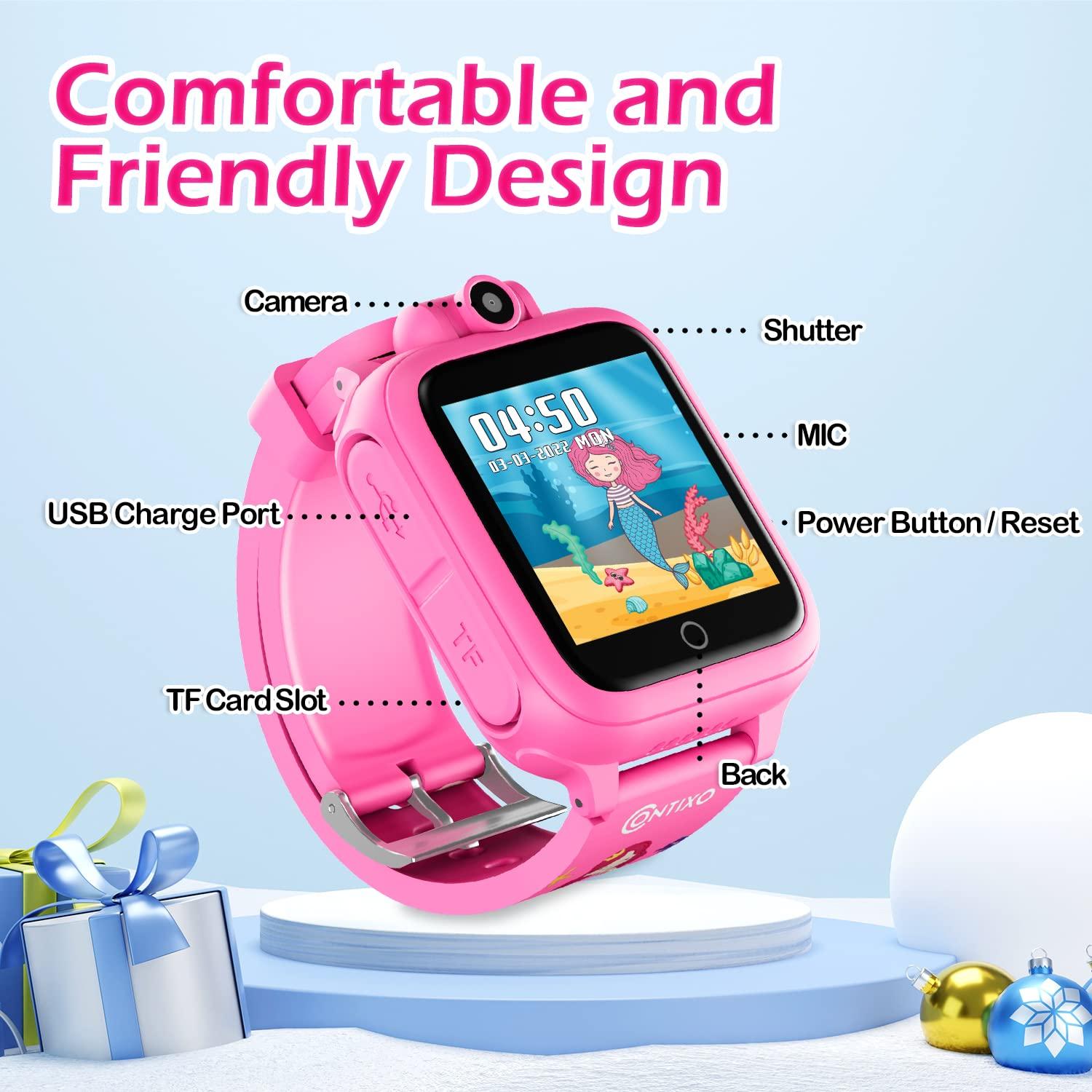 Contixo Contixo Kids Smartwatch - Educational Watch with Games, Camera, Music Player, Alarm, Customizable Wallpaper - for Boys & Girls Ages 4-12 (Pink)