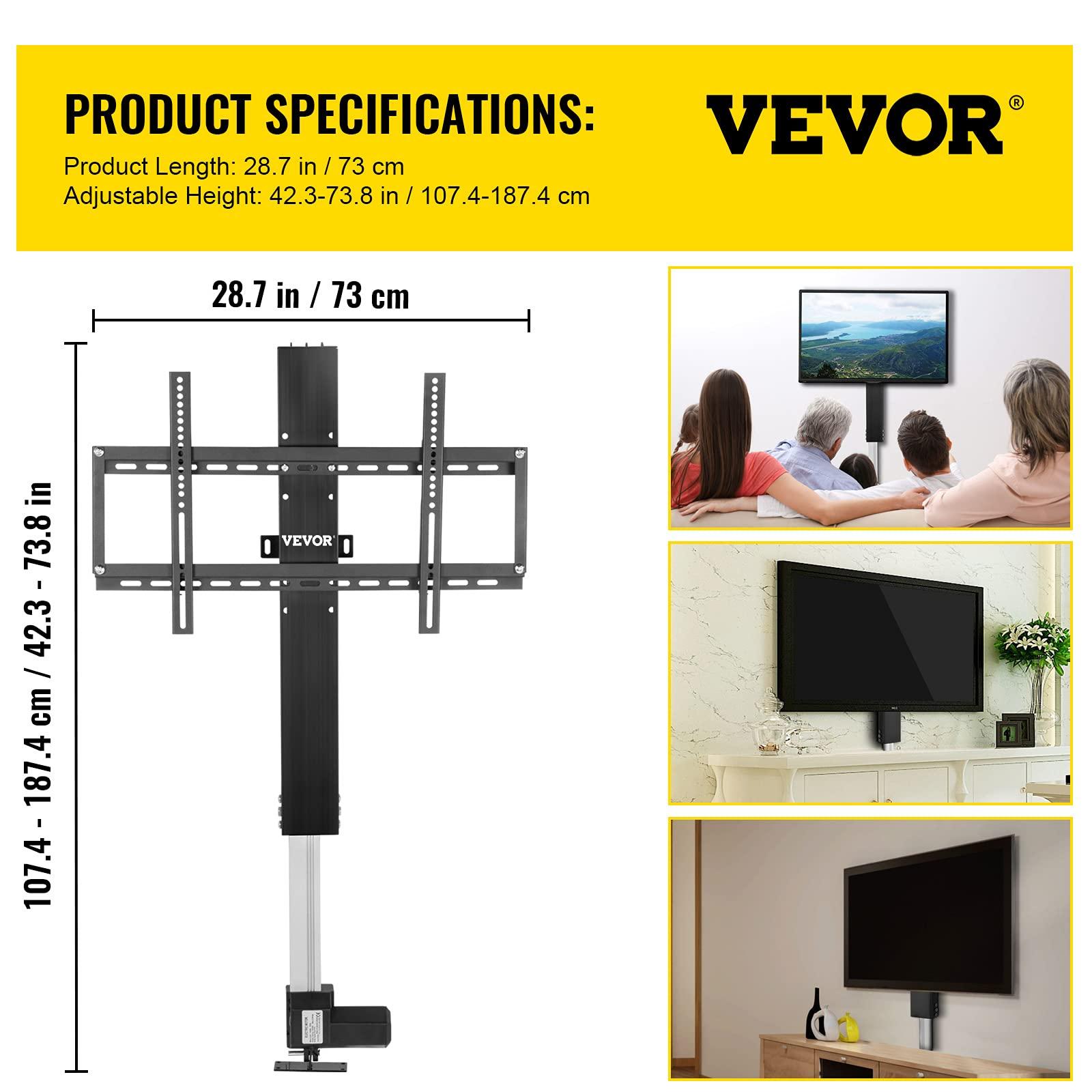 VEVOR VEVOR Motorized TV Lift Stroke Length 31 Inches Motorized TV Mount Fit for Max.60 Inch TV Lift with Remote Control Height Adjustable 42-73 Inch,Load Capacity 132 Lbs