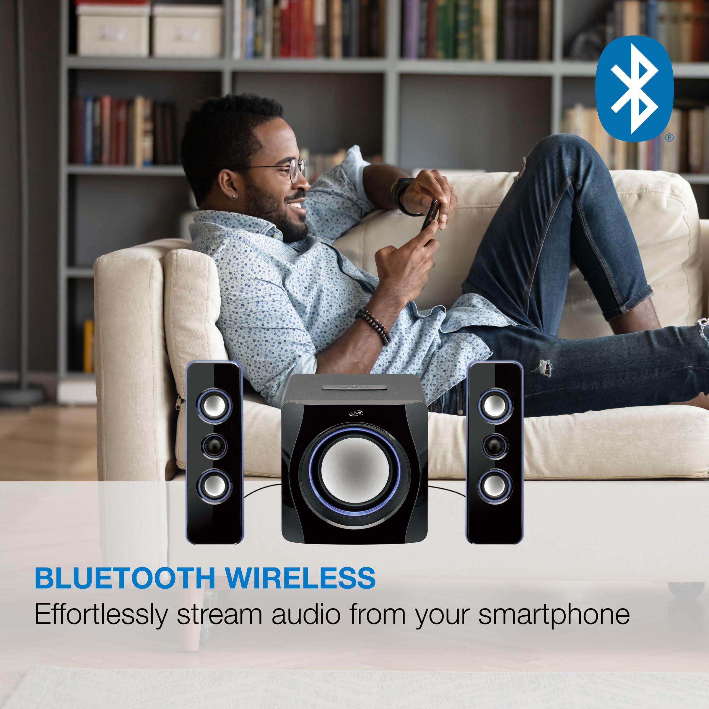 iLive iLive Bluetooth Speaker System with Built-In Subwoofer, 7.28 x 8.86 x 7.28 Inches, Black (iHB23B)