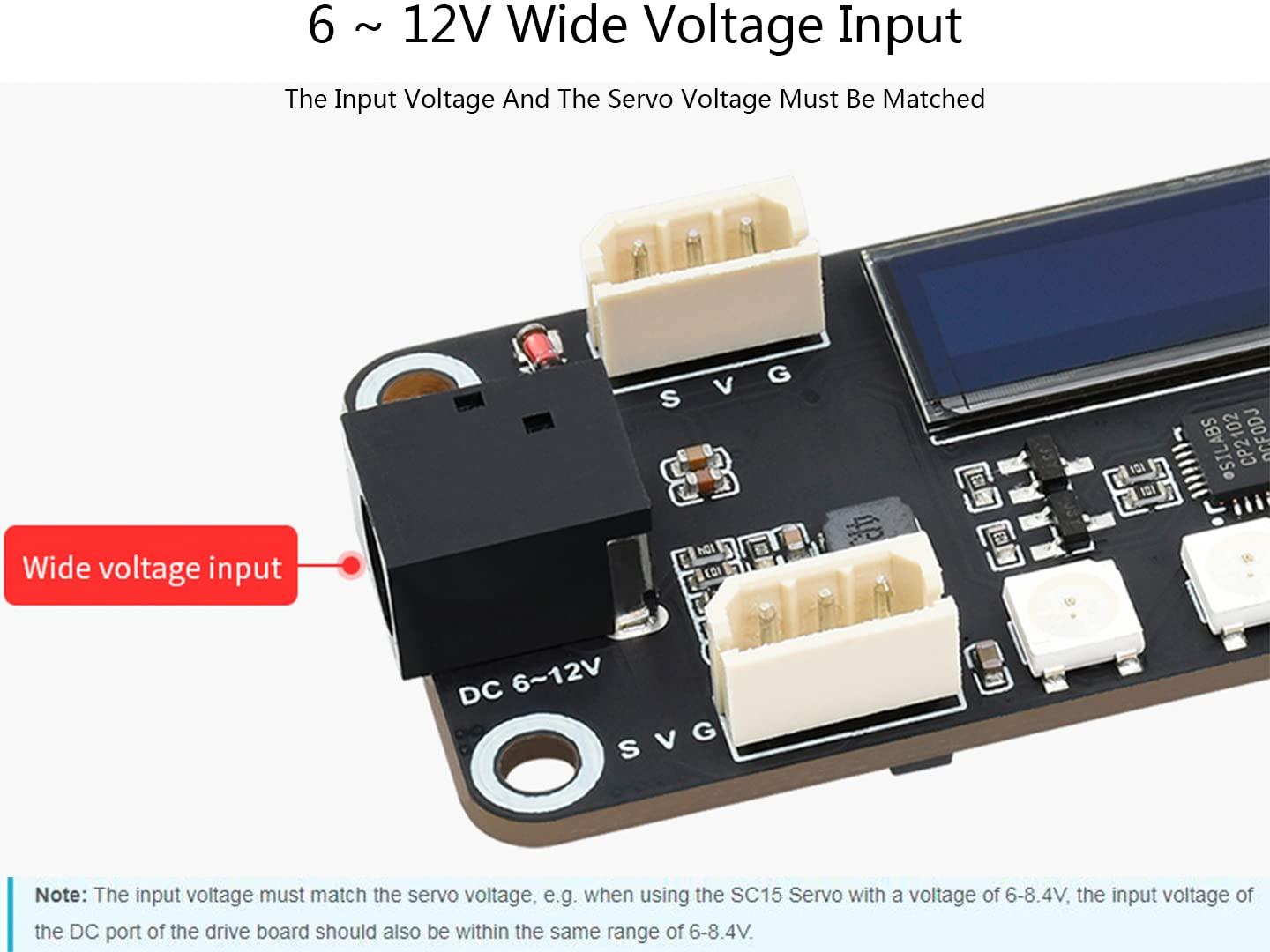 waveshare waveshare ESP32 Servo Driver Expansion Board, Built-in WiFi and Bluetooth 6~12V Voltage Input UART Serial Bus Control Allows Controlling up to 253 SC, ST Series Serial Bus Servos Simultaneously