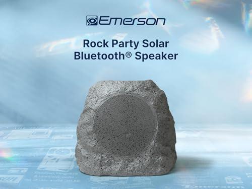 Emerson Emerson ERS-1001 Bluetooth Waterproof Outdoor Rock Speaker with Solar Charging, Built-in Rechargeable Battery, and Rugged Design Ideal for Outdoor Music, Parties, and Backyard Entertainment