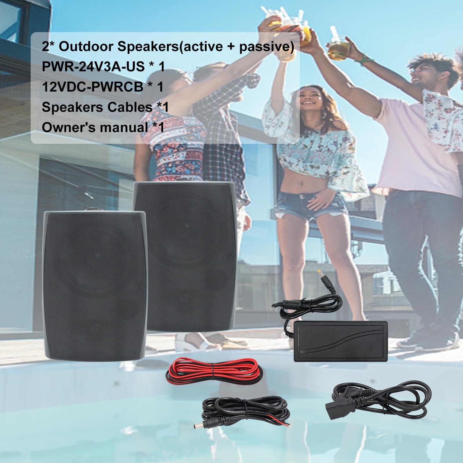 Herdio Herdio 6.5 Inches Indoor Outdoor Bluetooth Speakers Waterproof Wired 400 Watts with Powerful Bass,2 Way Wall Mount Speakers All-Weather Durability for Patio Home Deck Porch Backyard(Pair,Black)