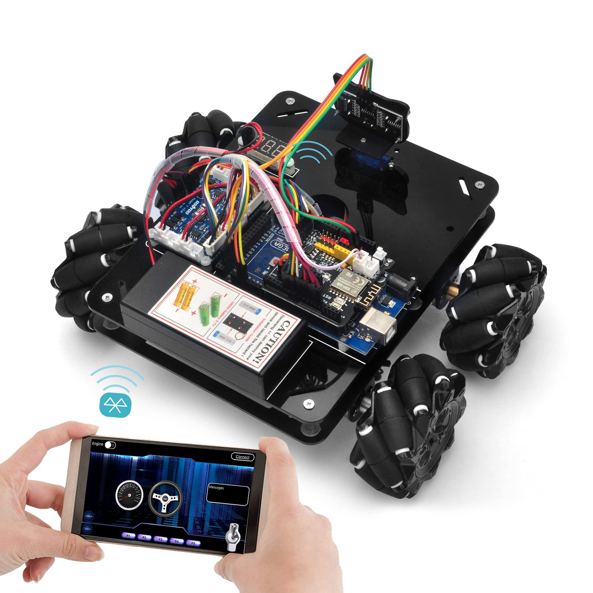 OSOYOO OSOYOO Omni-directinal Mecanum Wheels Robotic Car Kit for Arduino Mega2560 Metal Chassis DC Motor DIY STEM Remote Controlled Educational Mechanical DIY Coding for Teens Adult