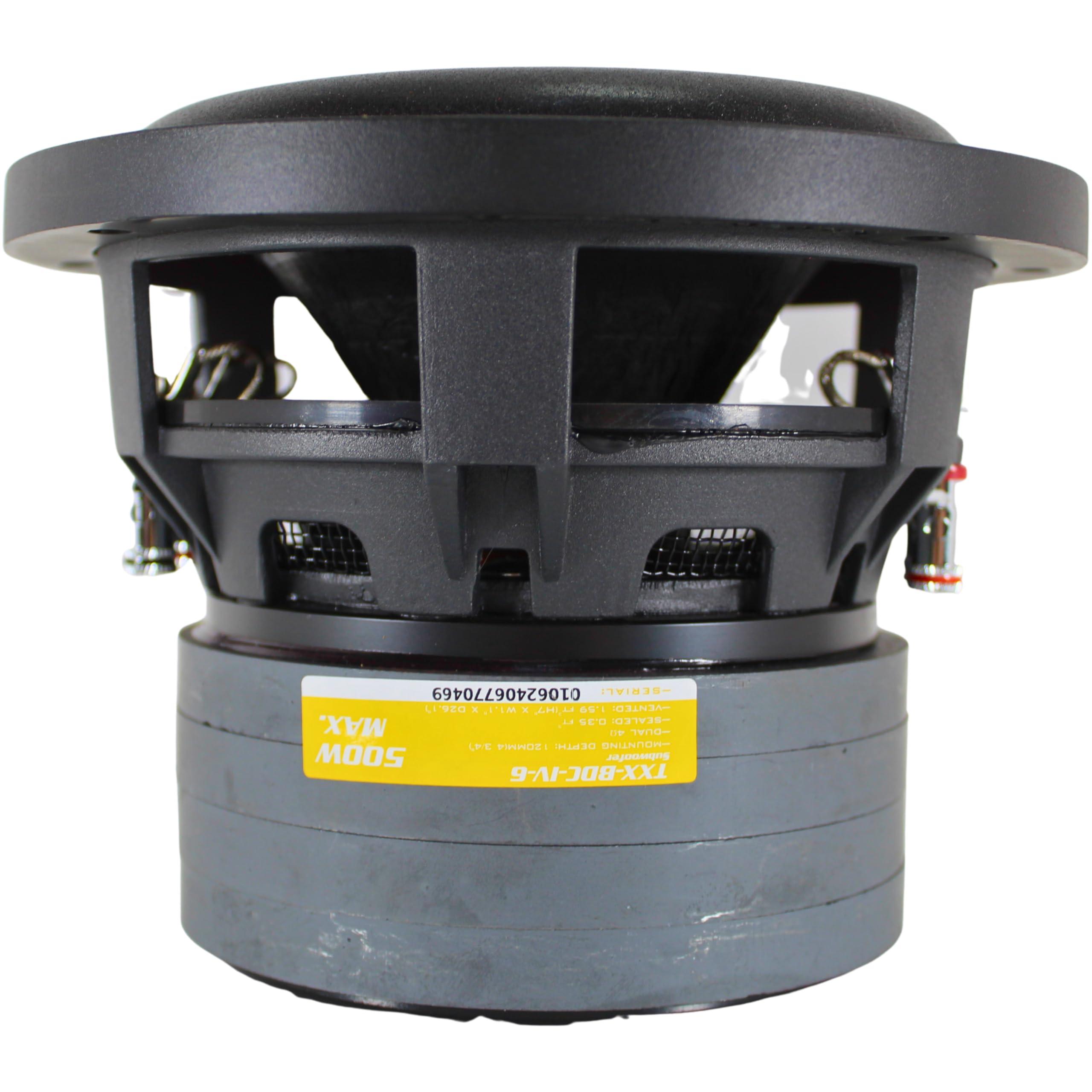 Audiopipe Audiopipe 6" Quad Stack Composite Cone Subwoofer (TXX-BDC-IV-6), Superior Performance, 500W, 2.5" BASV Voice Coil, 4 Magnets, Non-Press Paper Cone, Aluminum Basket, Multi-Connect, 2 x 4 Ohm