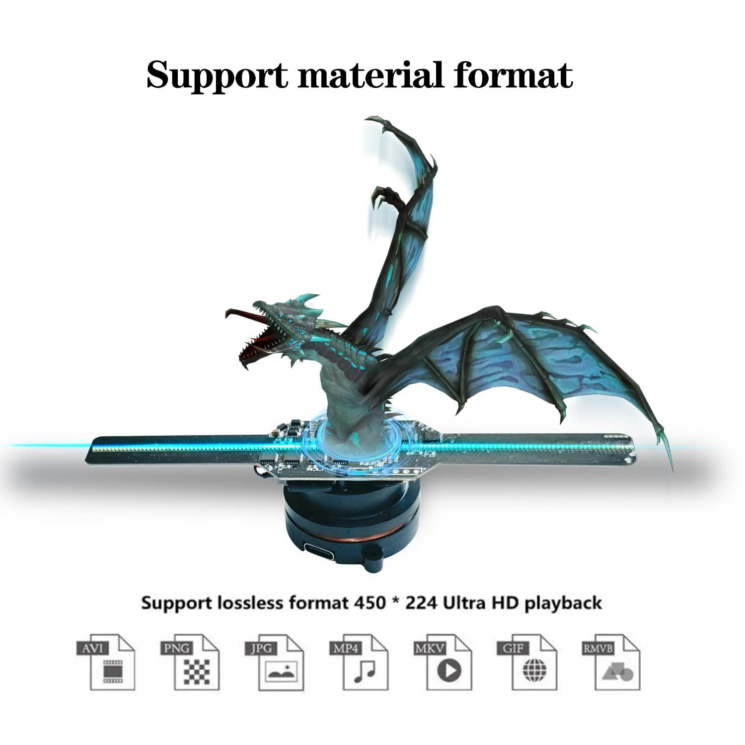 Missyou Missyou 3D Hologram Fan Projector - 5.5" Wi-Fi LED Holographic Display HD LED Holographic Christmas Tree for Halloween Advertising, Events, Exhibition User-Friendly App Control, 1500+ Video Materials