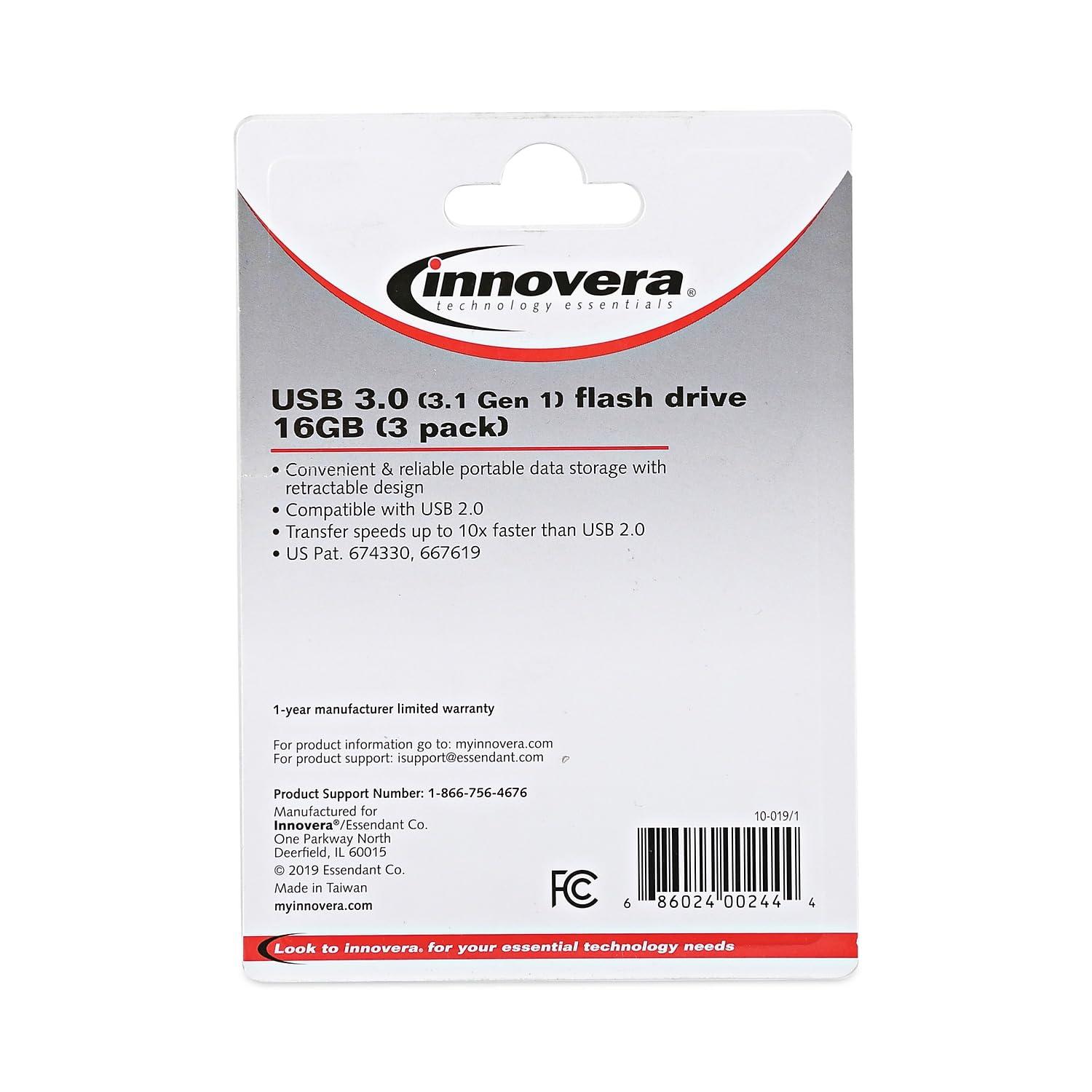 Innovera Innovera 82316 16 GB USB 3.0 Flash Drive (3/Pack)
