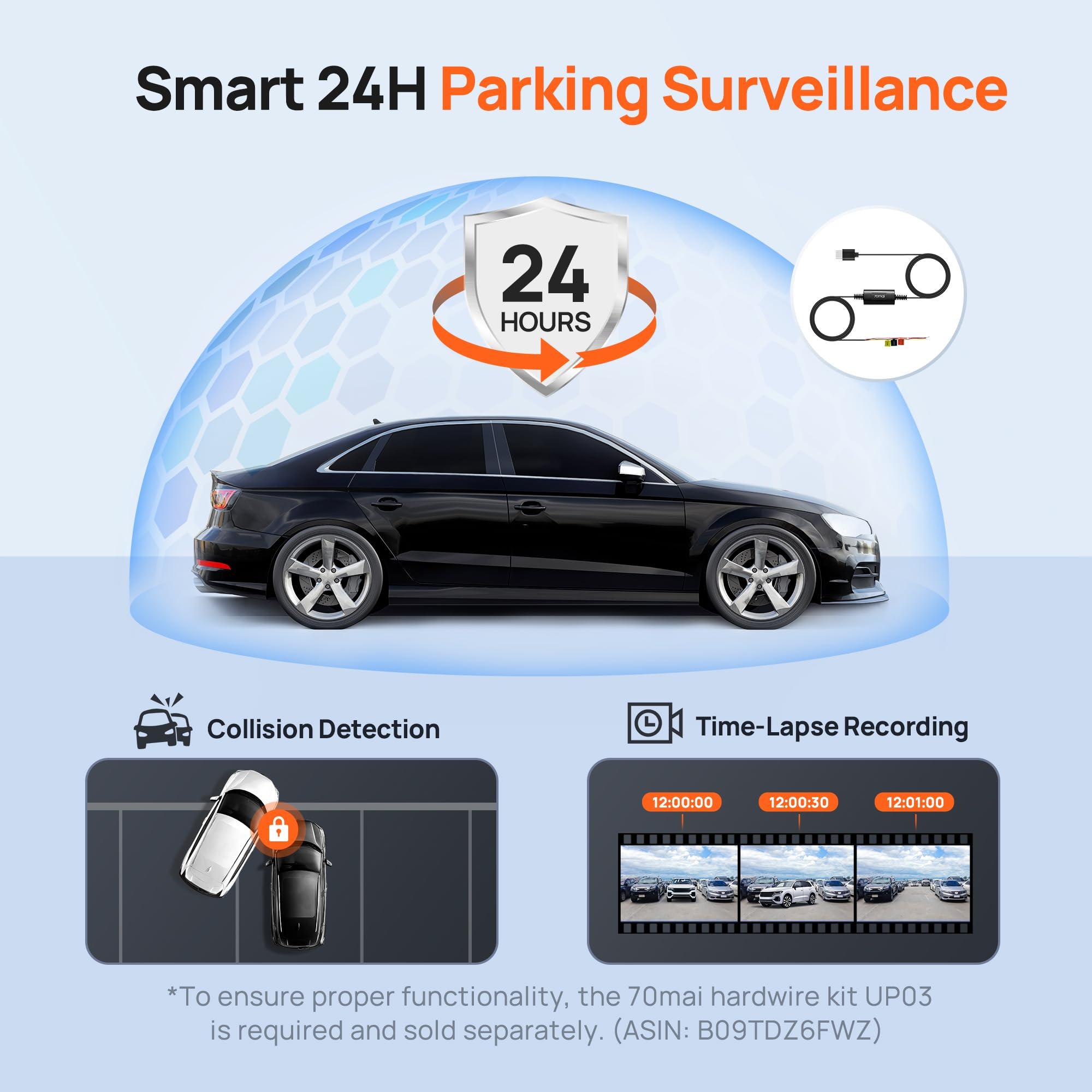 70mai 70mai Dash Cam M310, Dash Camera for Cars 1296P QHD, Smart Dash Cam Front Built in WiFi, 130 Wide-Angle FOV, WDR, Night Vision, iOS/Android Mobile App, Loop Recording, Parking Monitor, Time-Lapse