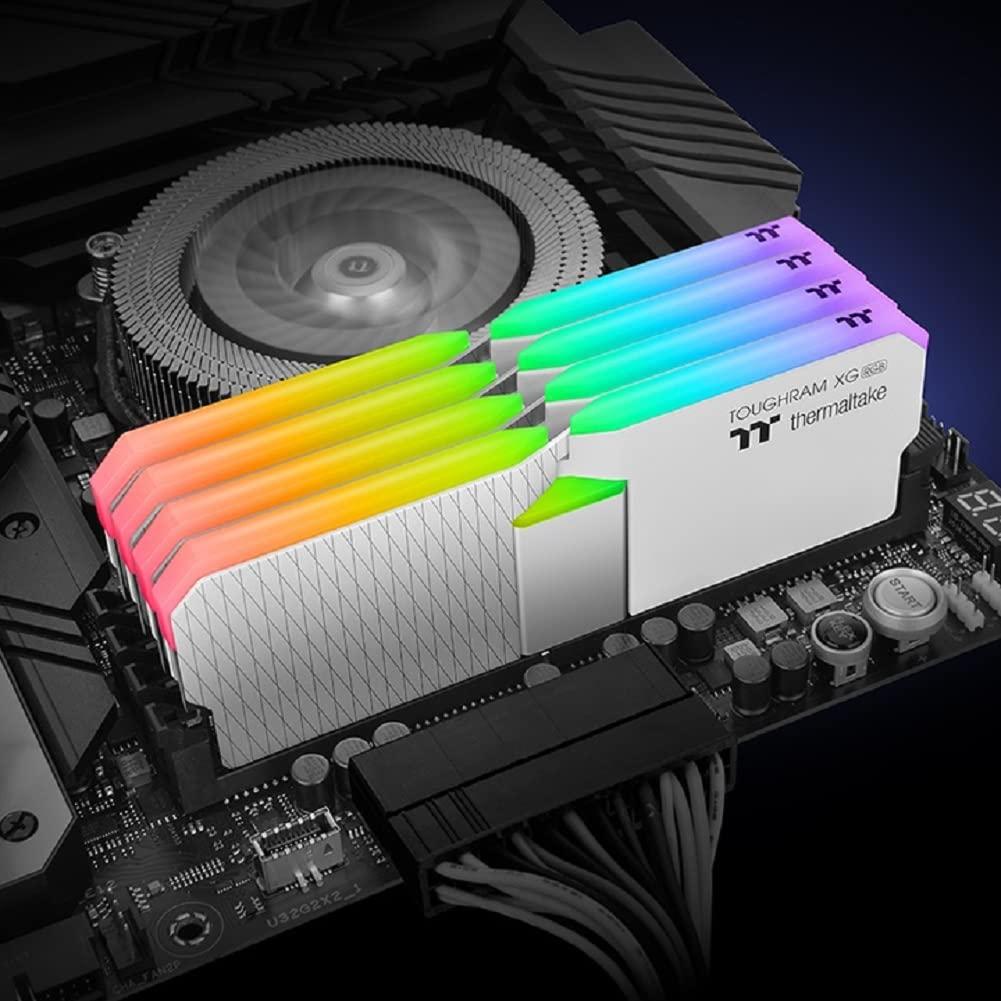 Thermaltake Thermaltake TOUGHRAM XG RGB White DDR4 4400MHz 16GB (8GB x 2) 16.8 Million Color RGB Alexa/Razer Chroma/5V Motherboard Syncable RGB Memory RG06D408GX2-4400C19B